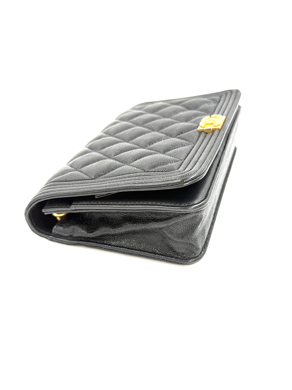 Pre-Owned Chanel Caviar Leather Boy Bag Wallet on Chain - Authenticated
