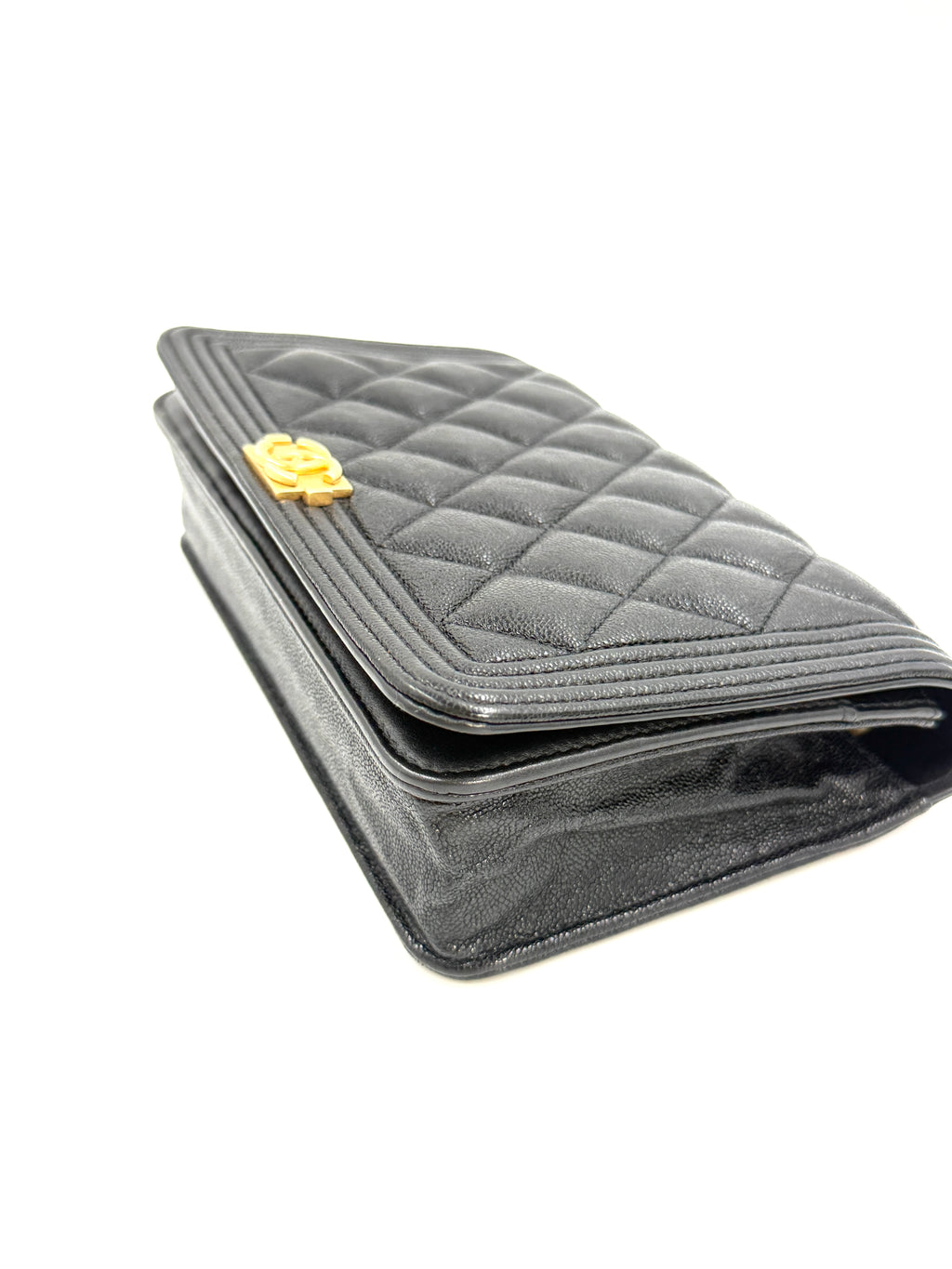 Pre-Owned Chanel Caviar Leather Boy Bag Wallet on Chain - Authenticated