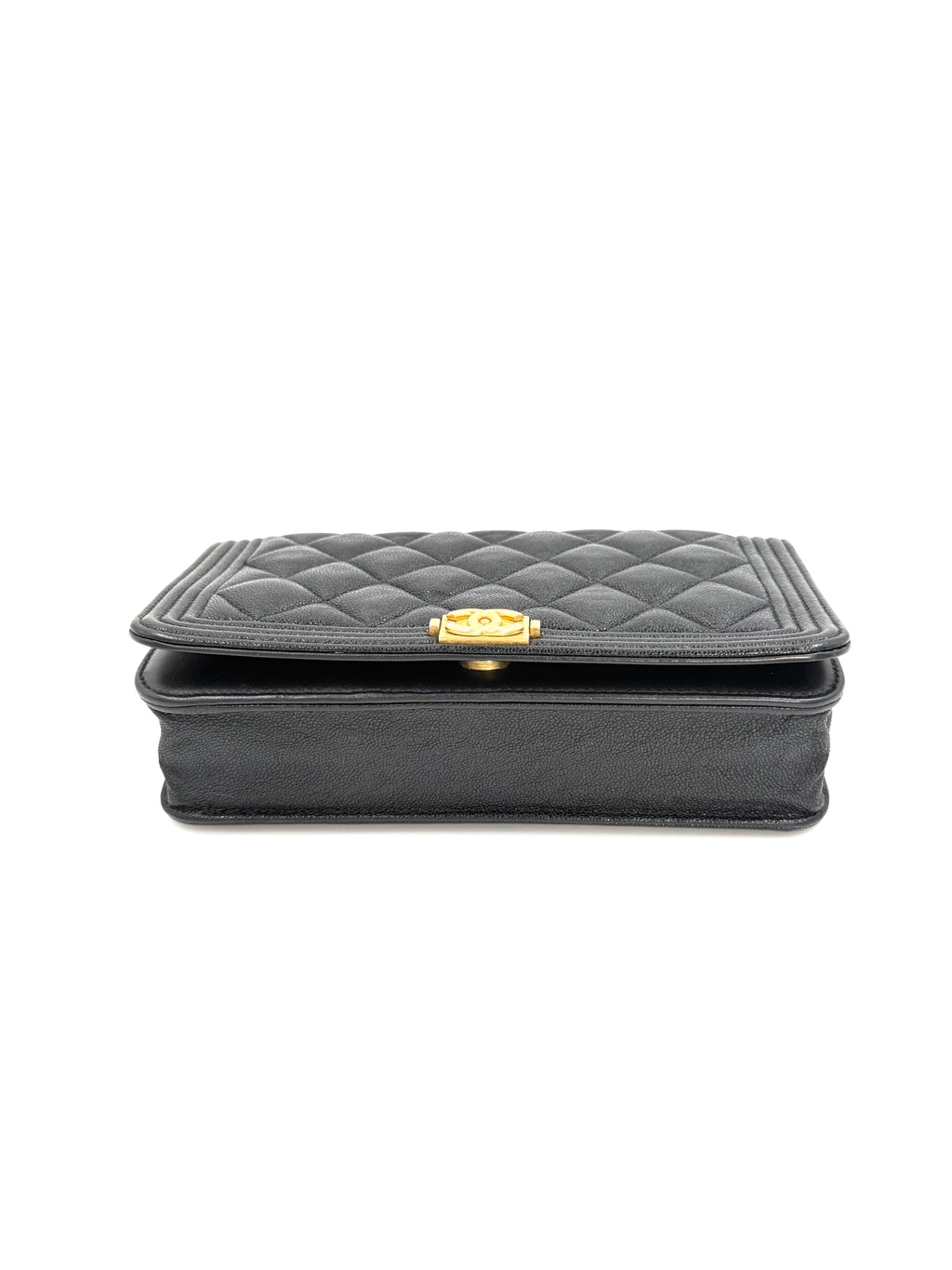 Pre-Owned Chanel Caviar Leather Boy Bag Wallet on Chain - Authenticated