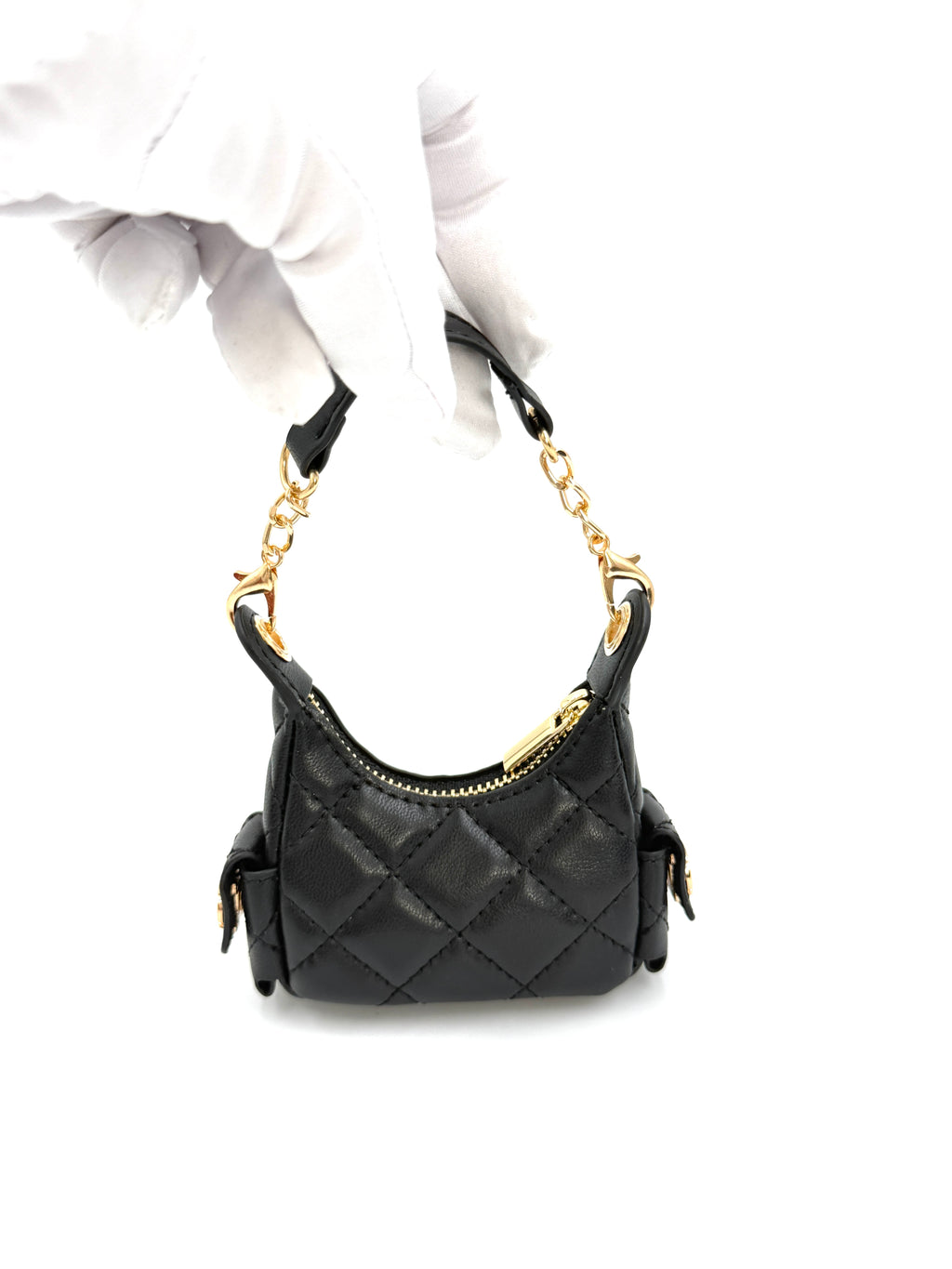 Faux Chanel Bag Bag Charm - Black