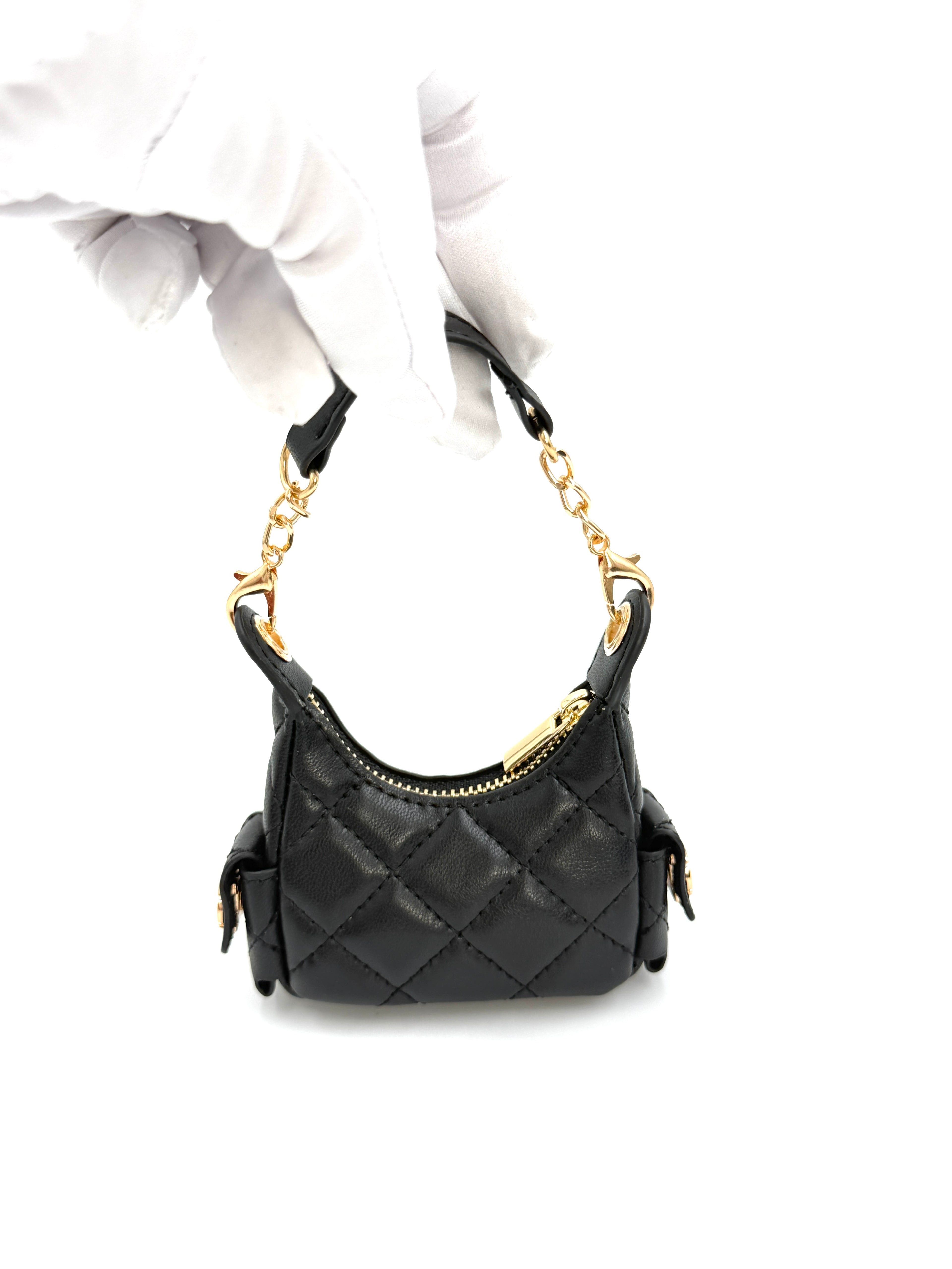 Faux Chanel Bag Bag Charm - Black