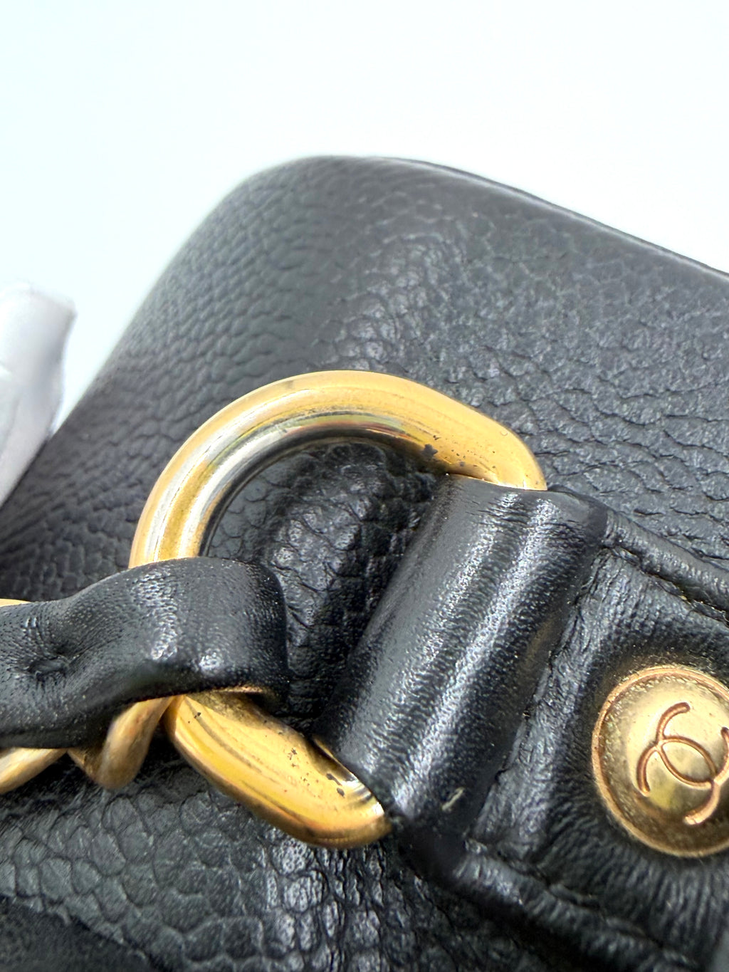 Pre-Owned Chanel Black Quilted Caviar CC Filigree Vanity Case - Authenticated
