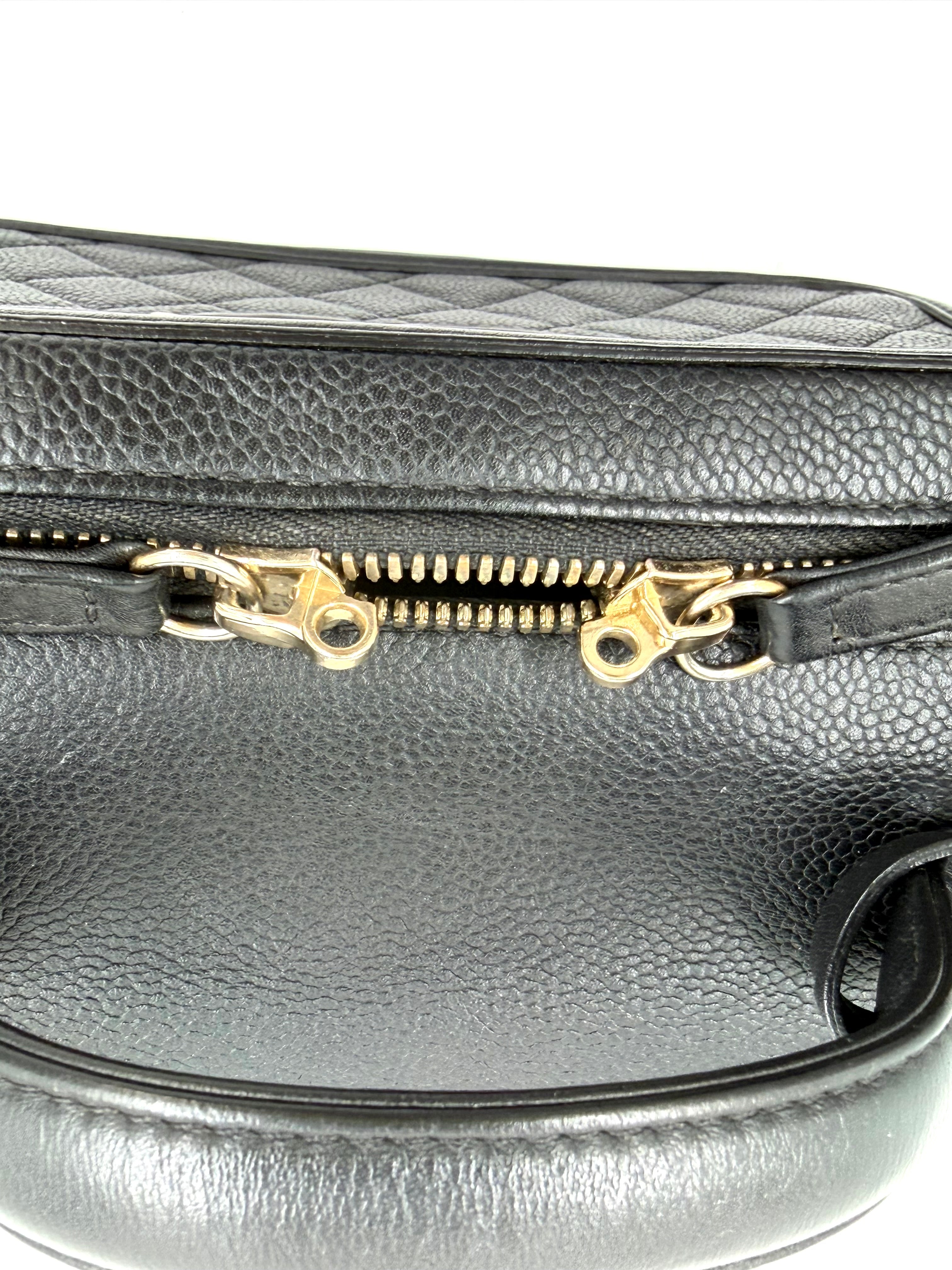 Pre-Owned Chanel Black Quilted Caviar CC Filigree Vanity Case - Authenticated