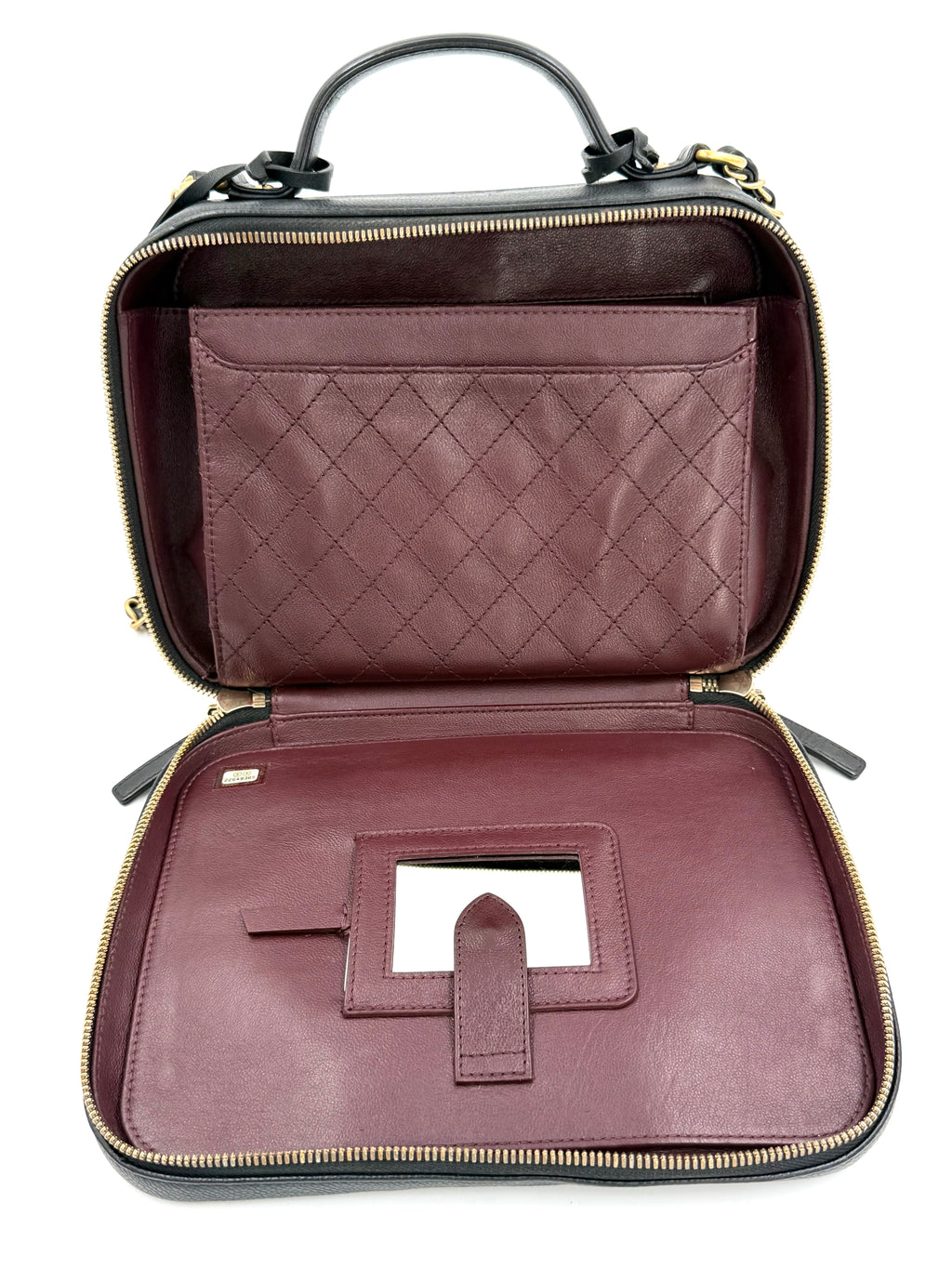 Pre-Owned Chanel Black Quilted Caviar CC Filigree Vanity Case - Authenticated
