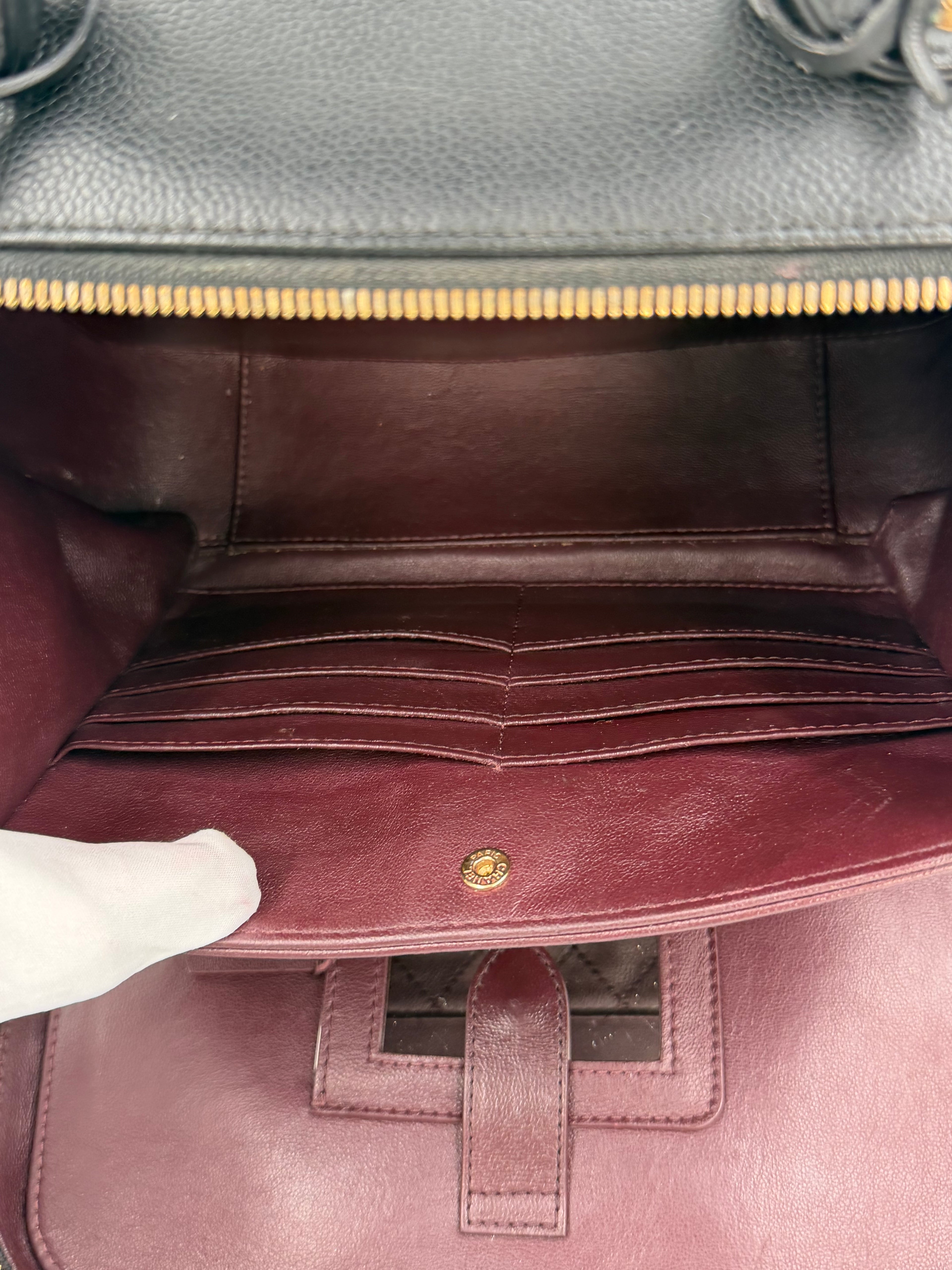 Pre-Owned Chanel Black Quilted Caviar CC Filigree Vanity Case - Authenticated