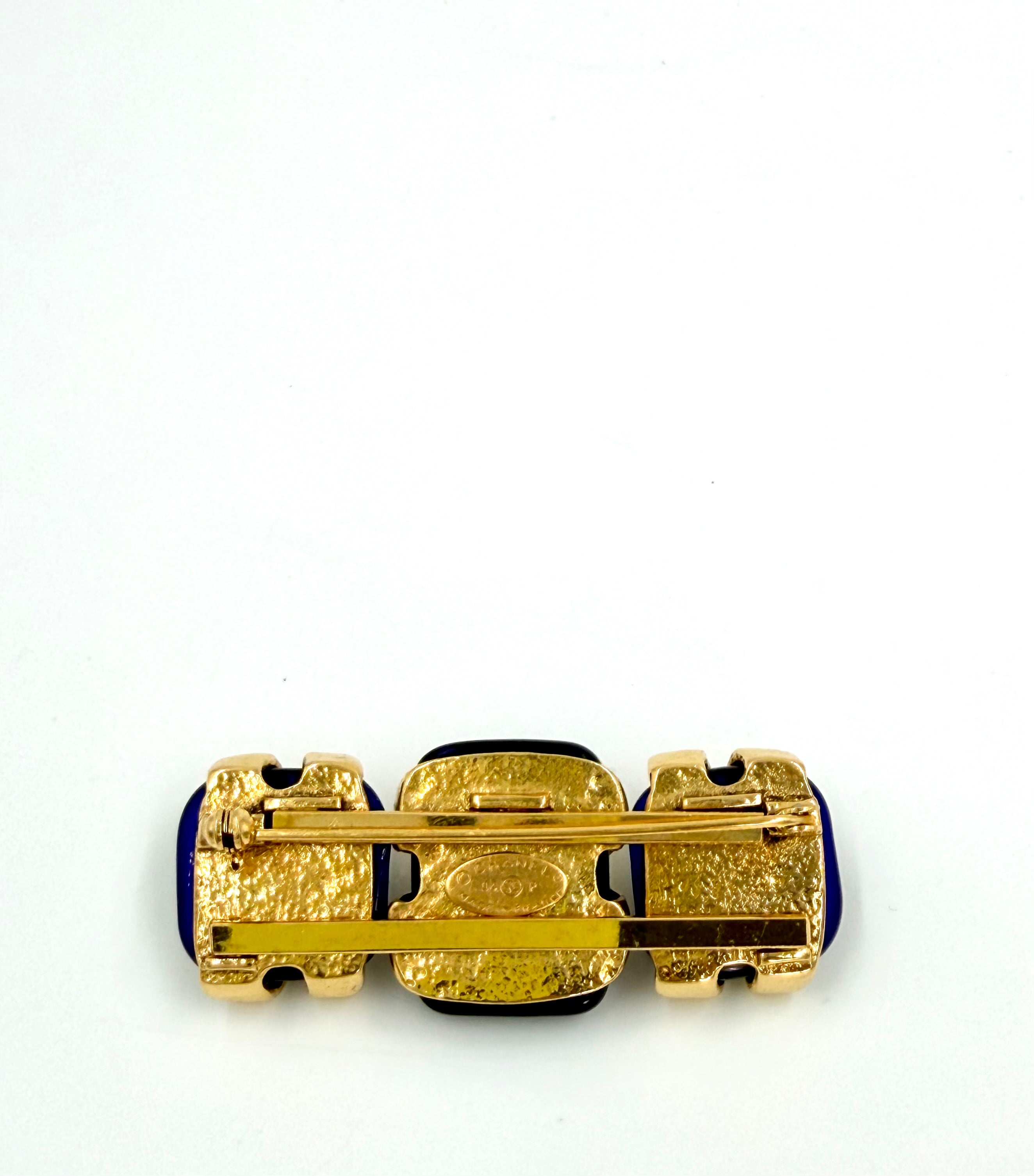 Pre-Owned Chanel Blue Gripoix CC Brooch 24K Gold Plated - Authenticated