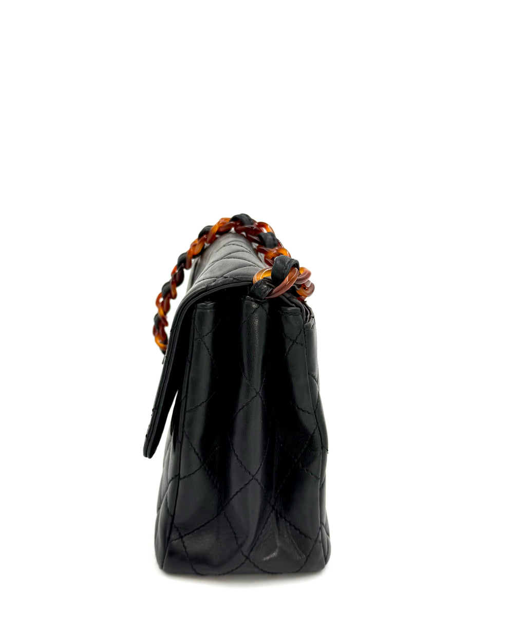 Pre-Owned Chanel Black Lambskin Half Flap Tortoise - Authenticated