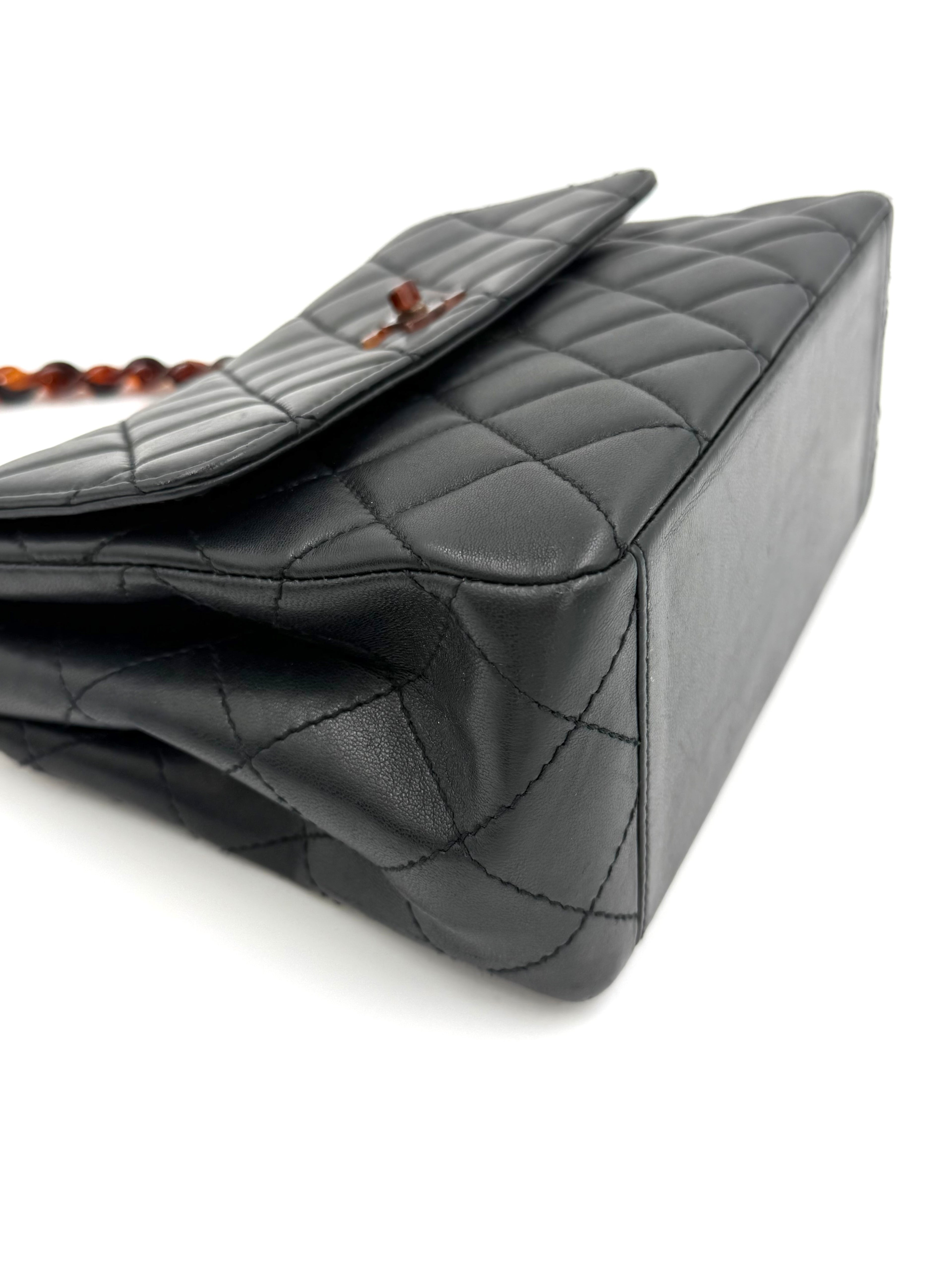 Pre-Owned Chanel Black Lambskin Half Flap Tortoise - Authenticated