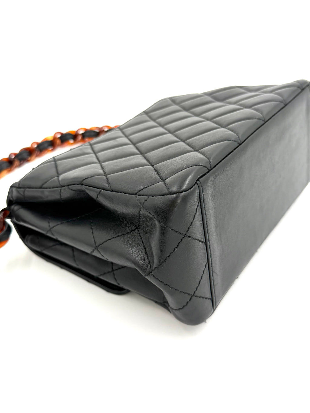 Pre-Owned Chanel Black Lambskin Half Flap Tortoise - Authenticated