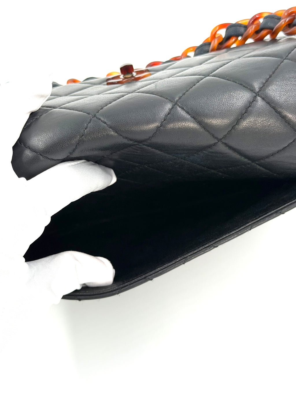 Pre-Owned Chanel Black Lambskin Half Flap Tortoise - Authenticated
