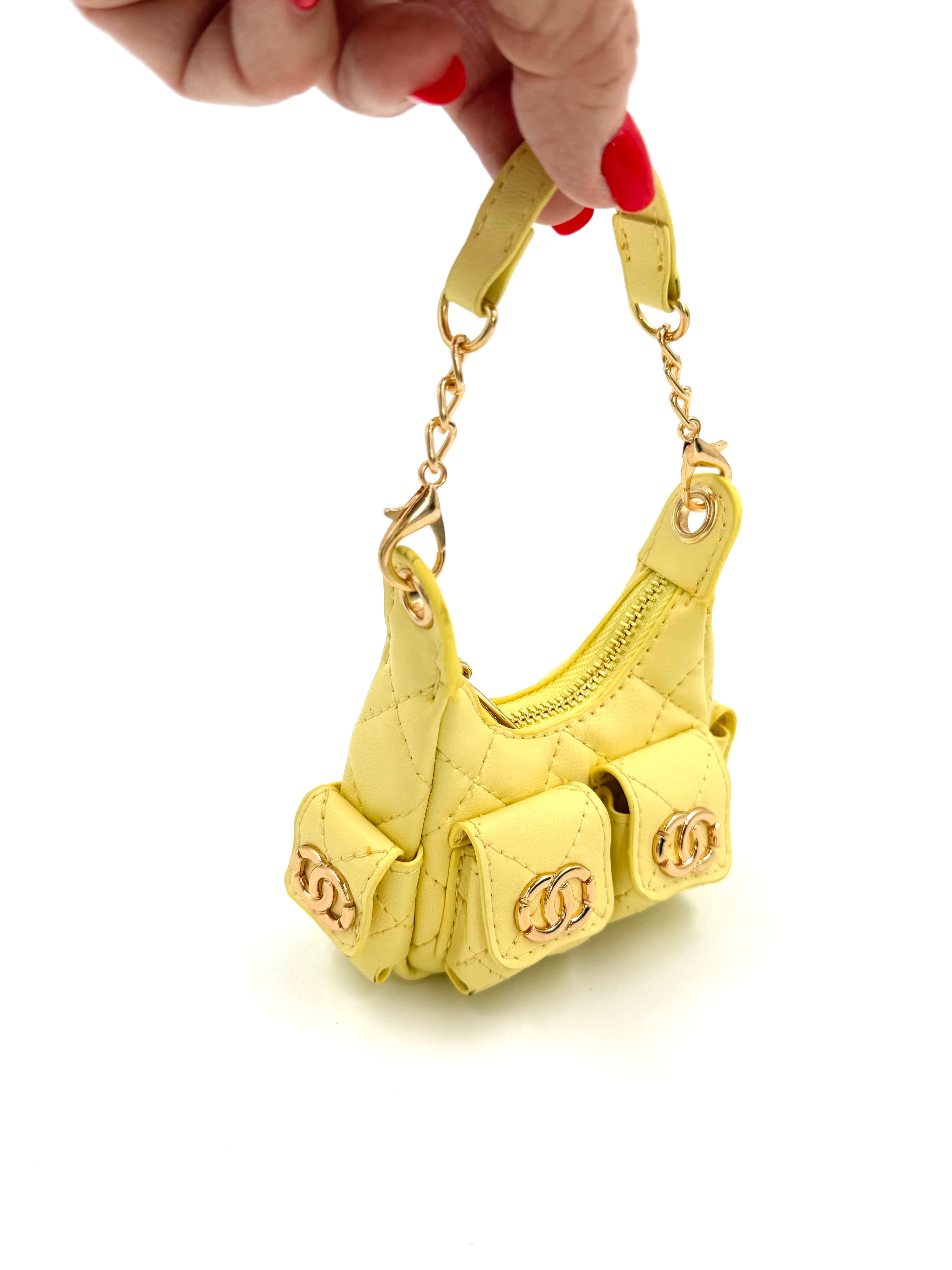 Faux Chanel Bag Bag Charm - Yellow