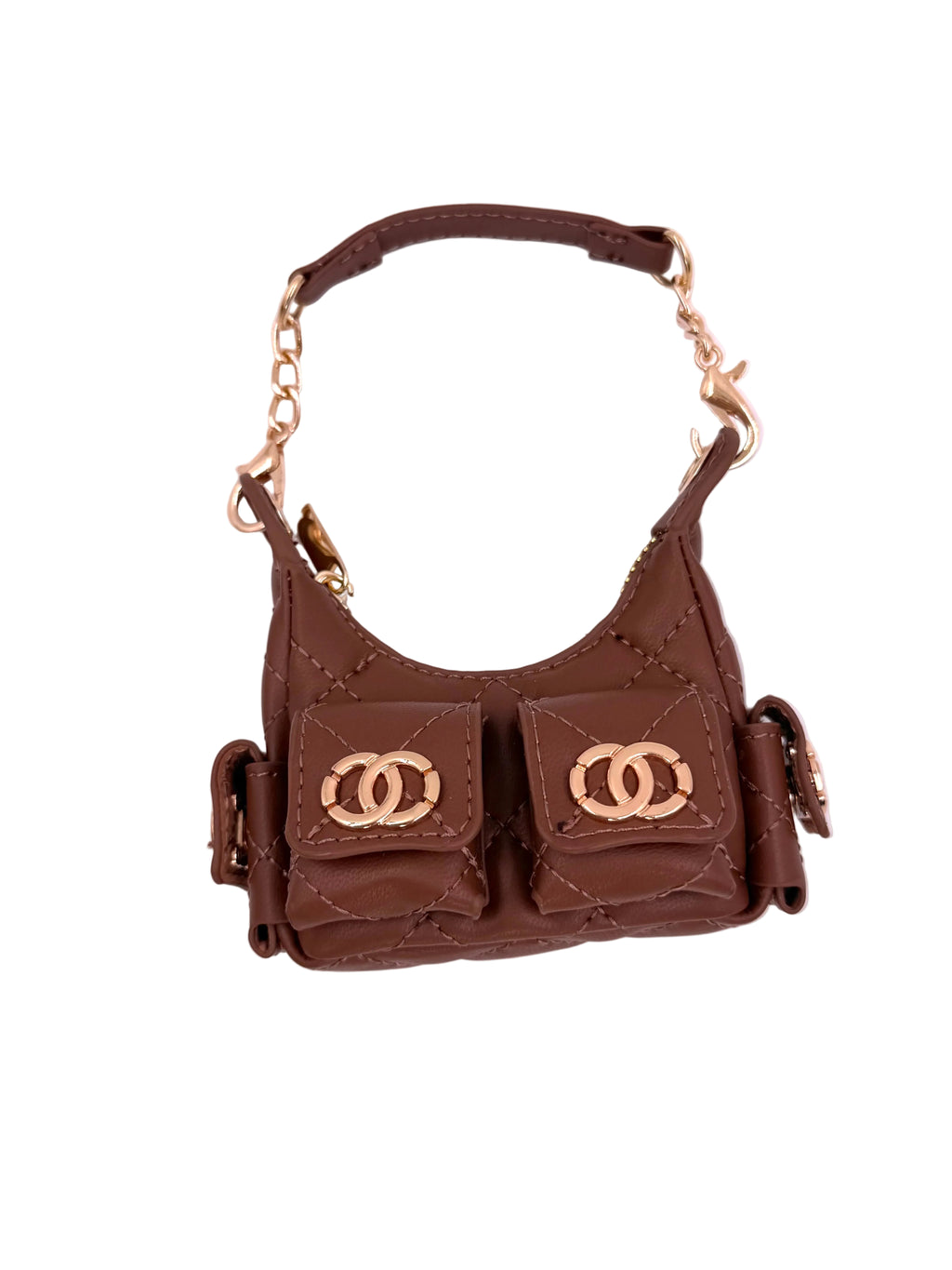 Faux Chanel Bag Bag Charm - Brown