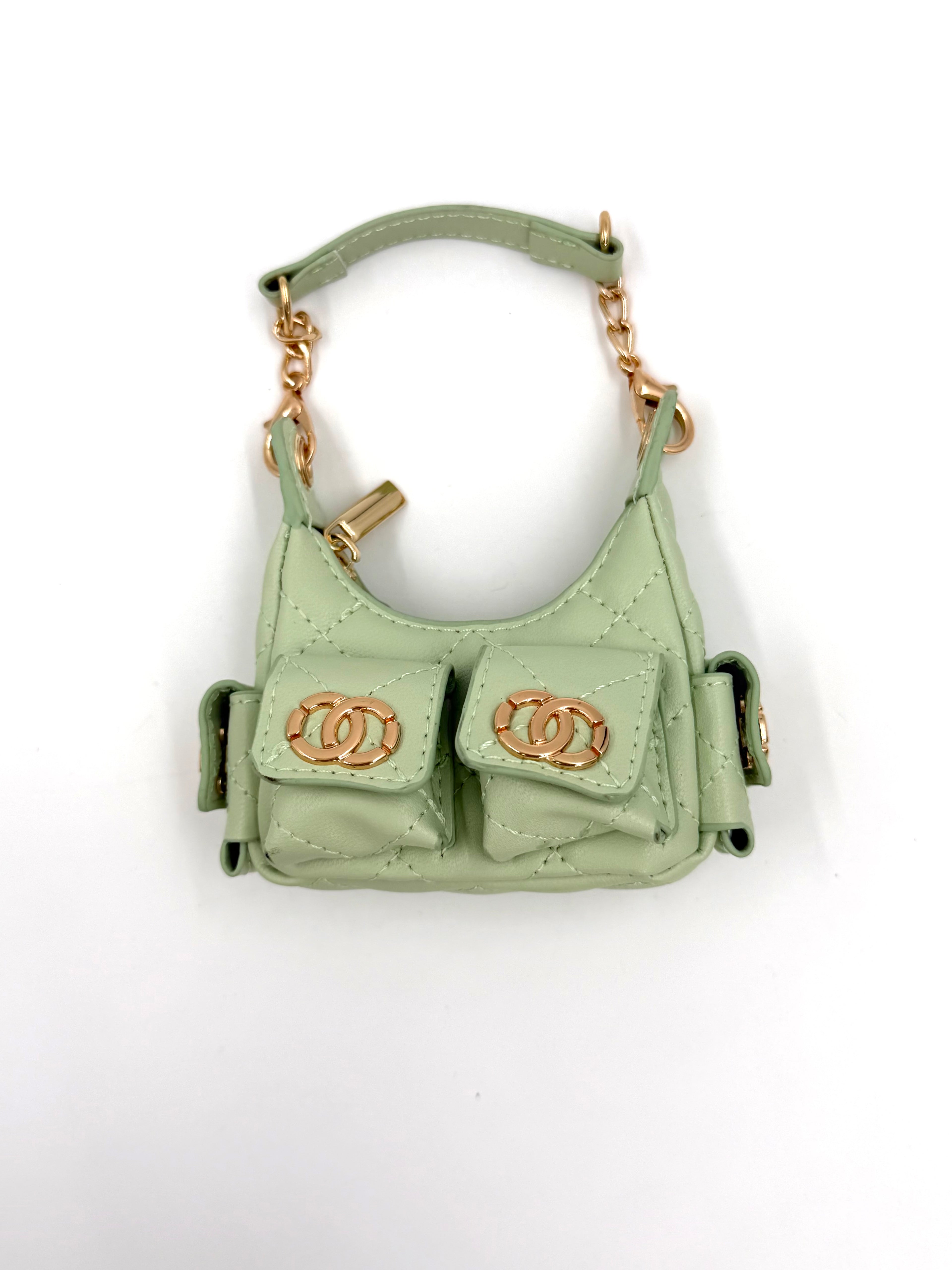 Faux Chanel Bag Charm - Mint Green