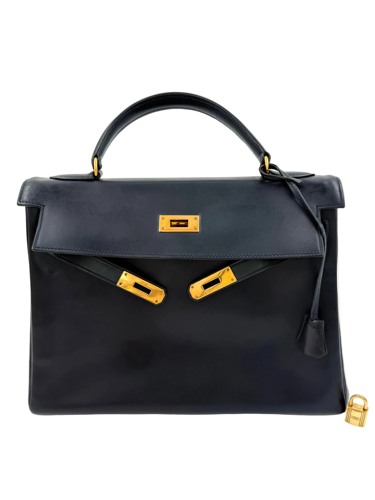 Pre-owned Hermès Kelly 32 Black Box Calf Leather Gold Hardware 1981 - Authenticated