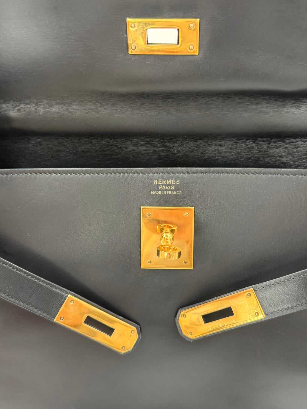 Pre-owned Hermès Kelly 32 Black Box Calf Leather Gold Hardware 1981 - Authenticated