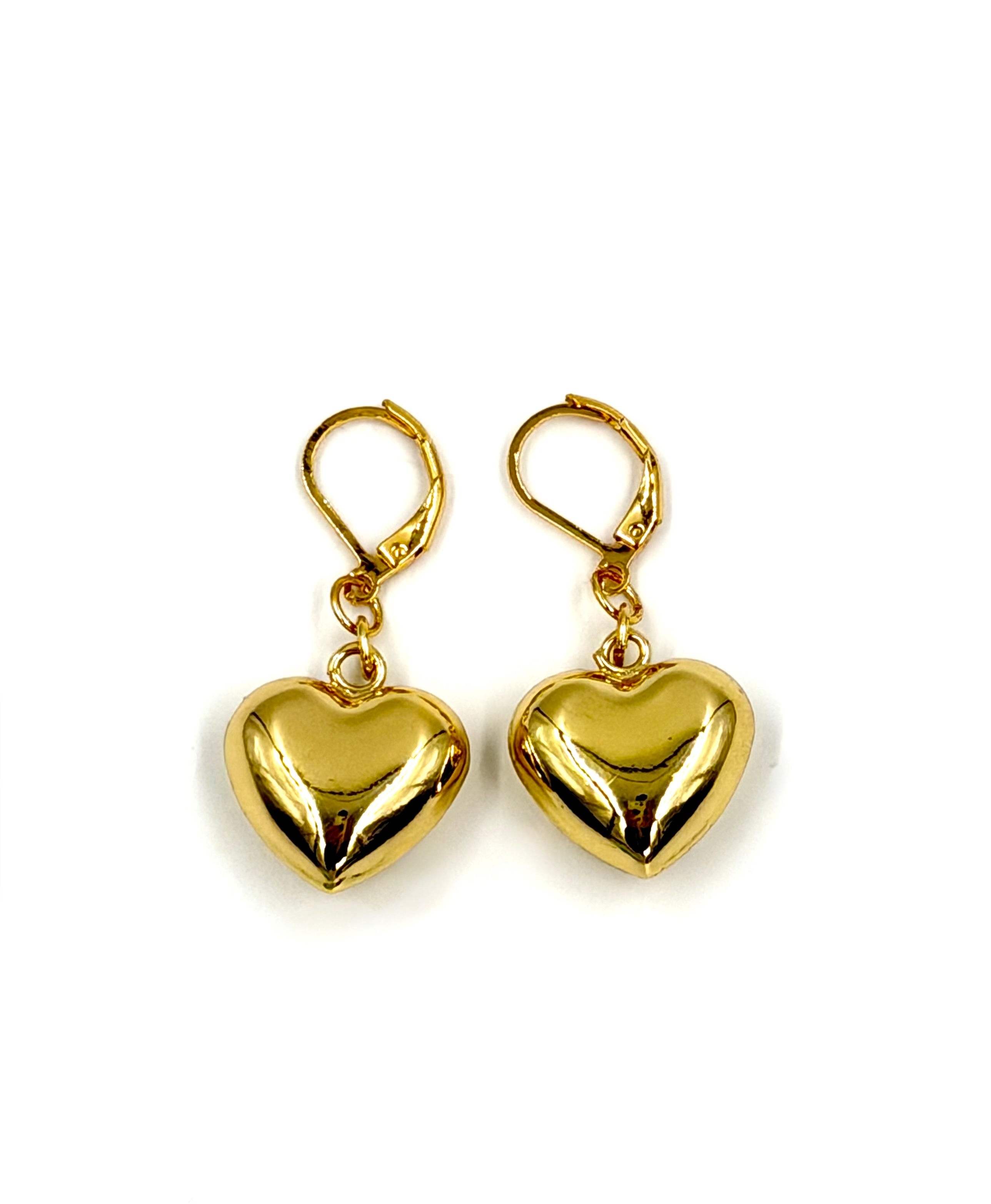 Hawley Studio Gold Plated Puffy Heart Earrings