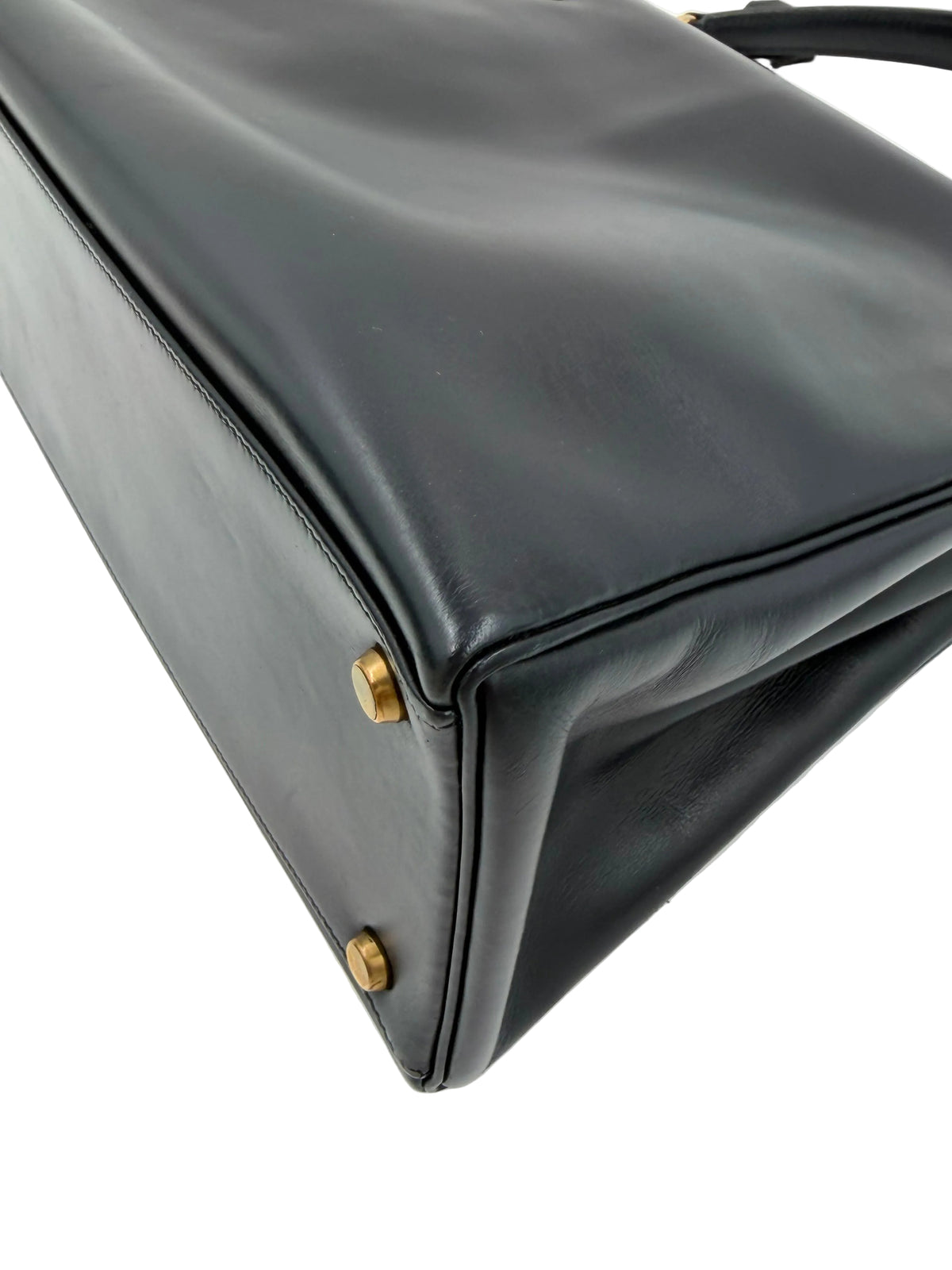 Pre-owned Hermès Kelly 32 Black Box Calf Leather Gold Hardware 1981 - Authenticated