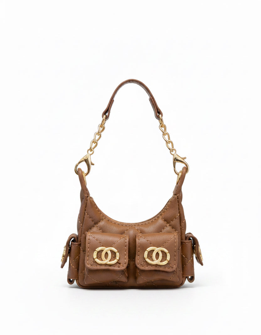 Faux Chanel Bag Bag Charm - Brown