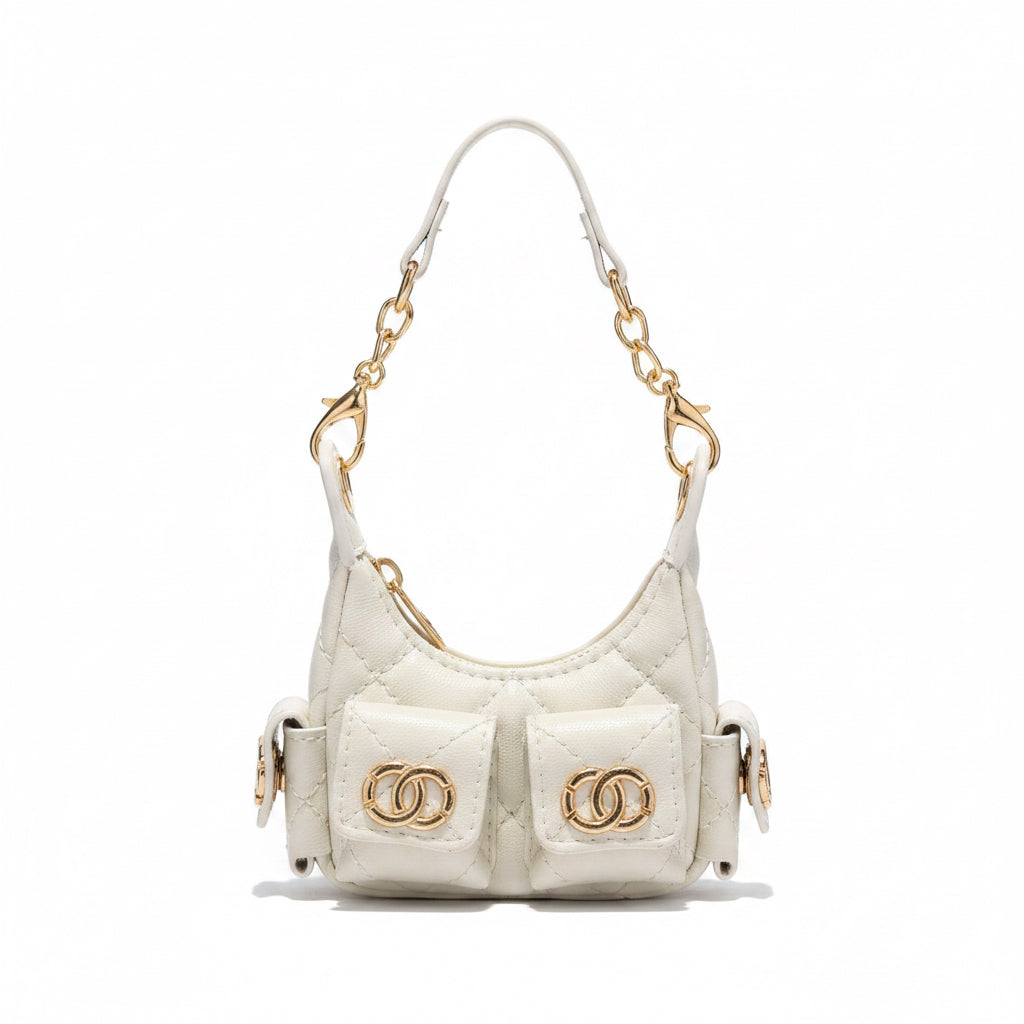 Faux Chanel Bag Bag Charm - White