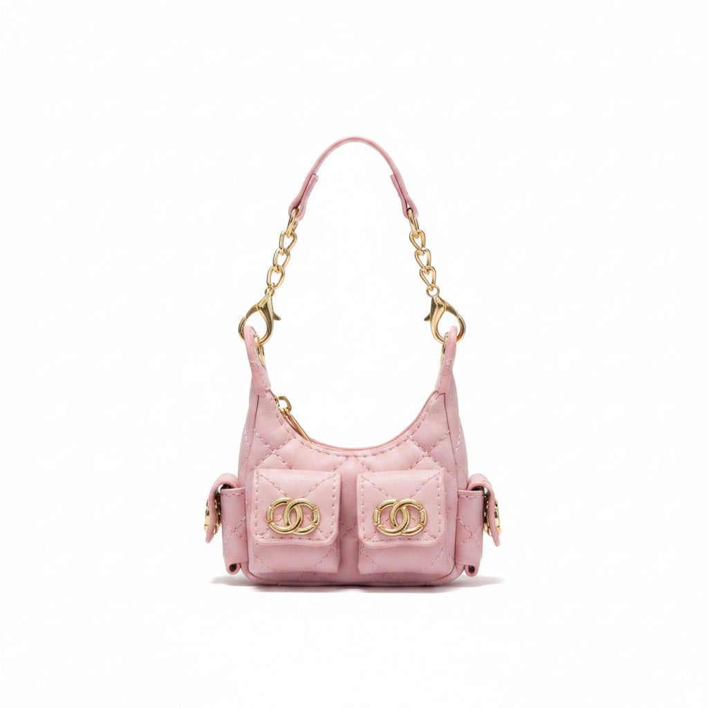 Faux Chanel Bag Bag Charm - Pink