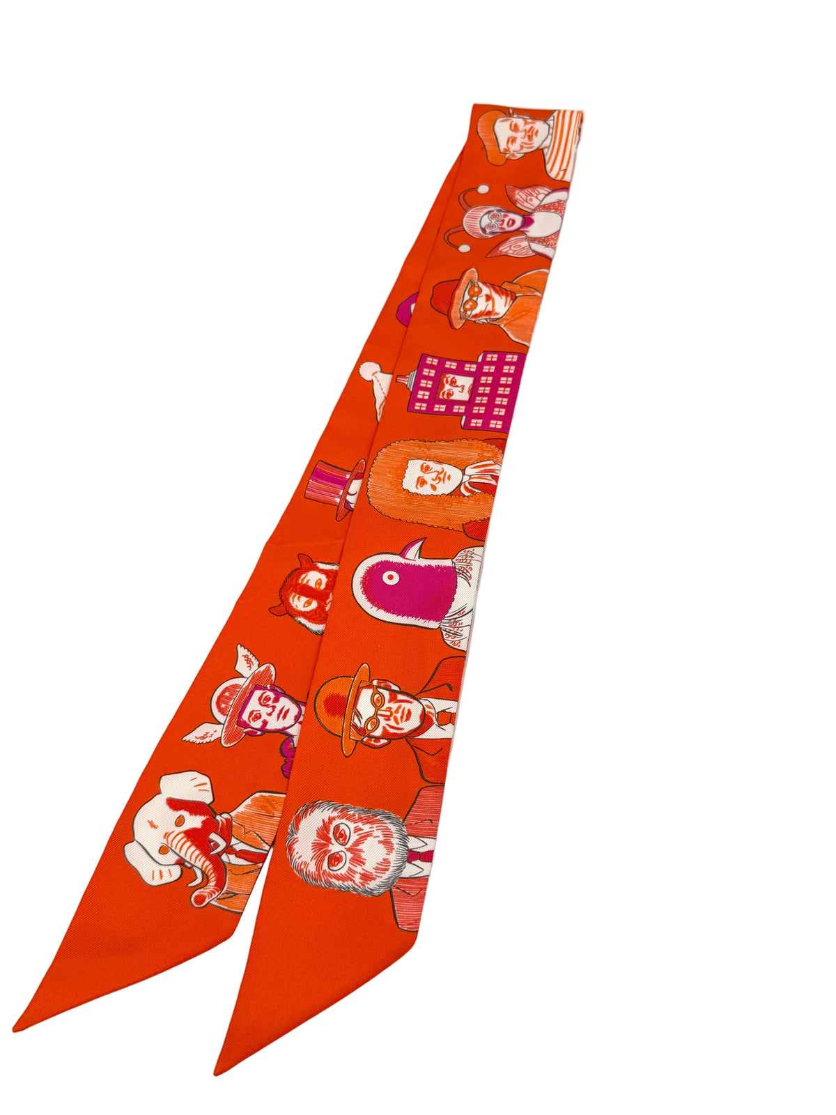 Pre-owned Hermès Dress Code Silk Twilly Scarf Orange