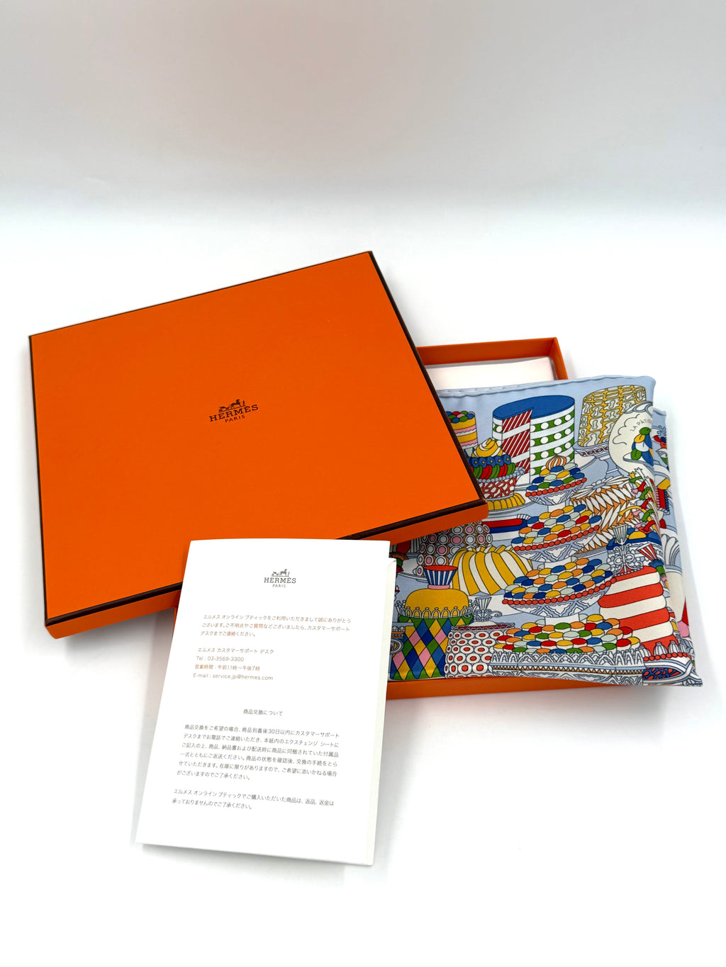 Pre-owned Hermès La Pâtisserie Française Scarf 45 Blue - Authenticated