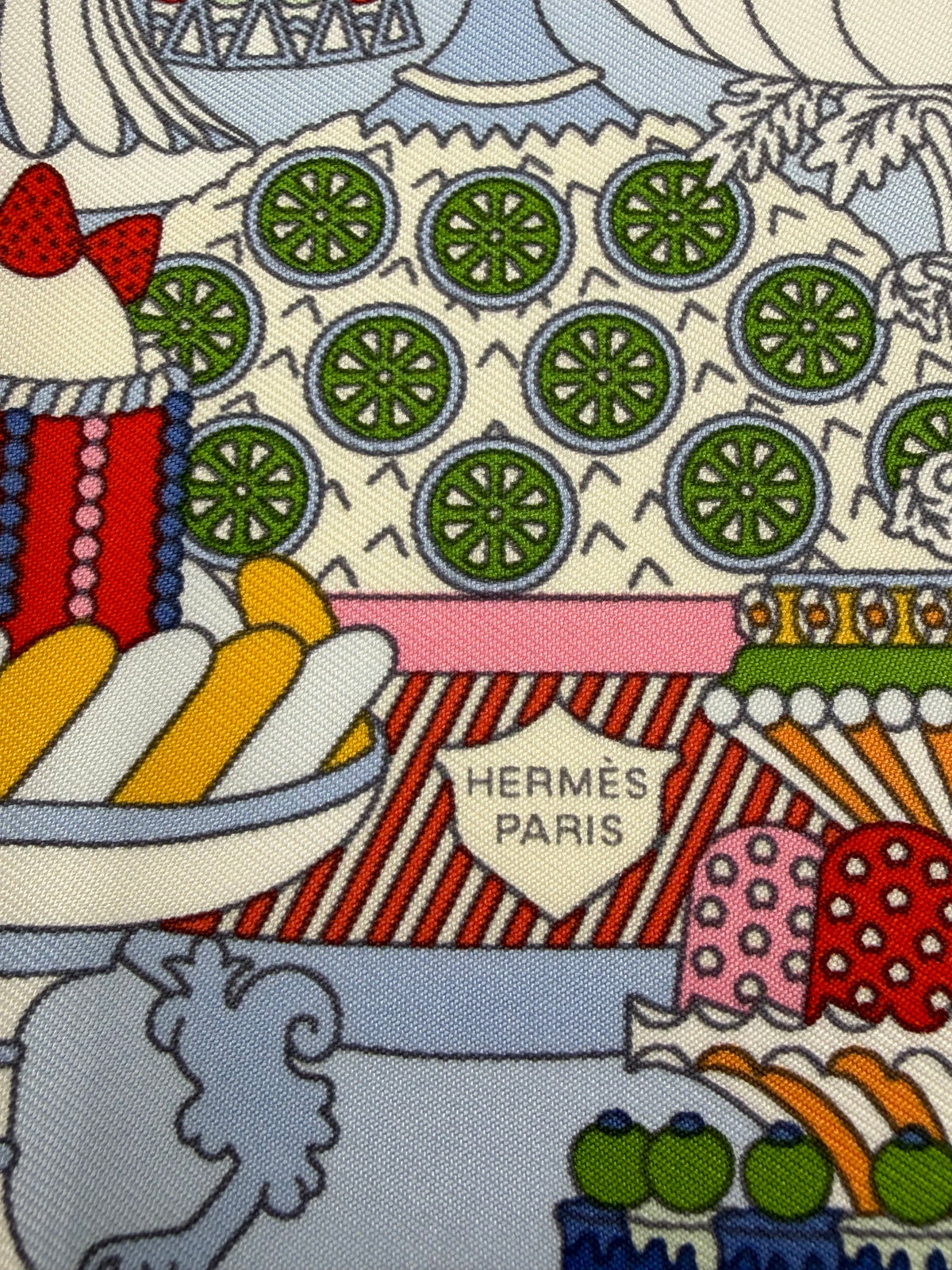 Pre-owned Hermès La Pâtisserie Française Scarf 45 Blue - Authenticated