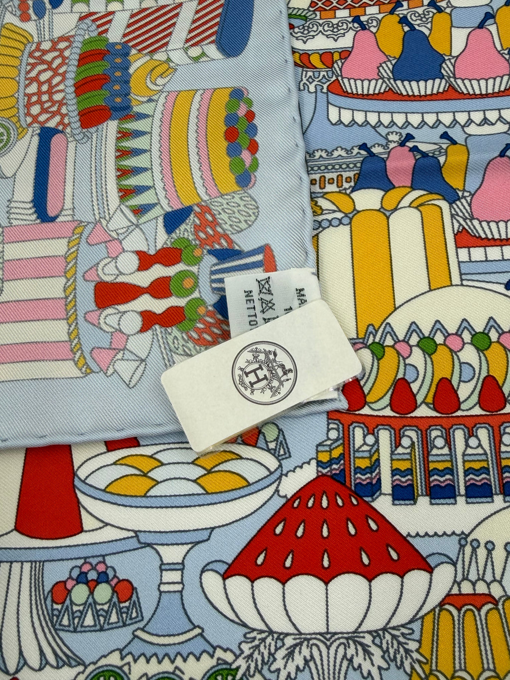 Pre-owned Hermès La Pâtisserie Française Scarf 45 Blue - Authenticated