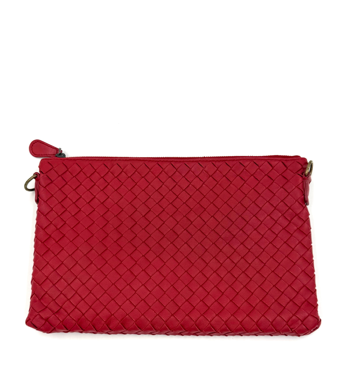Pre-owned Bottega Veneta Biletto Red Nappa Intrecciato Chain Crossbody - Authenticated