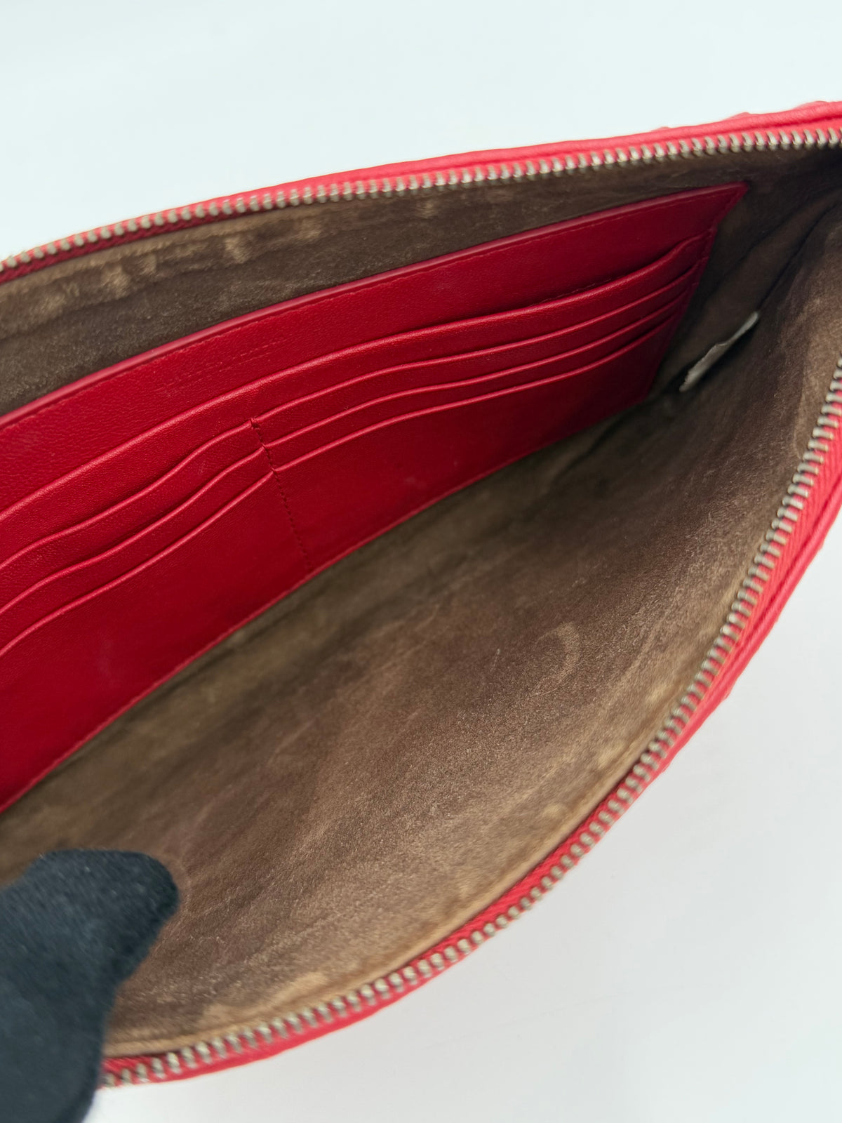 Pre-owned Bottega Veneta Biletto Red Nappa Intrecciato Chain Crossbody - Authenticated