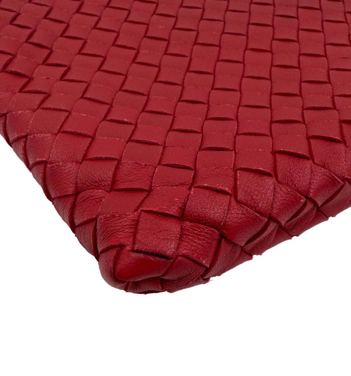 Pre-owned Bottega Veneta Biletto Red Nappa Intrecciato Chain Crossbody - Authenticated