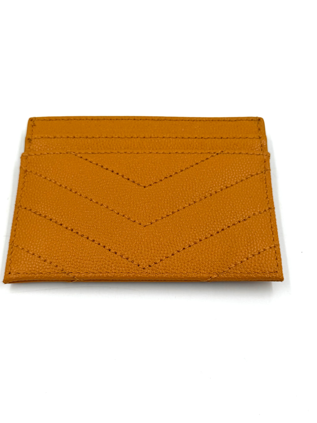 Pre-owned Saint Laurent Cassandre Card Case Senape Yellow Grain de Poudre