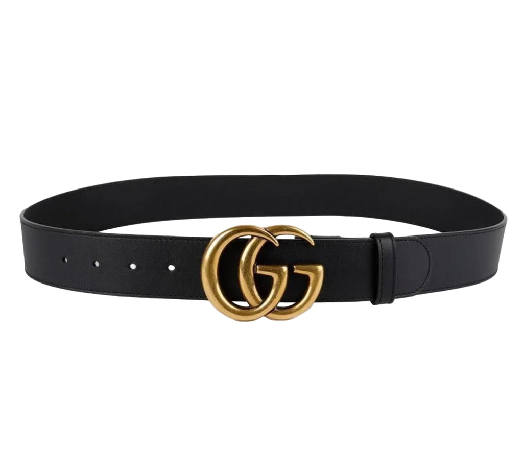 Pre-owned Black Gucci Marmont Wide Belt 90cm 36"