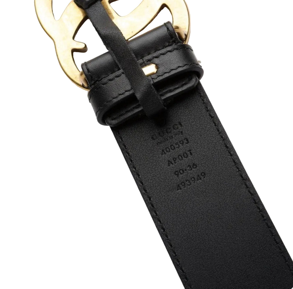Pre-owned Black Gucci Marmont Wide Belt 90cm 36"