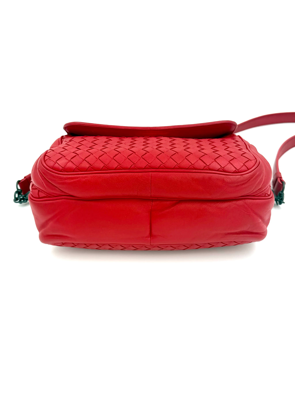 Pre-owned Bottega Veneta Red Nappa Intrecciato Front Pocket Messenger Crossbody Bag - Authenticated
