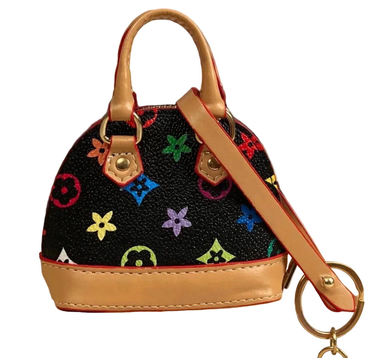 Faux Alma Bag Charm - Black Multicolor Monogram