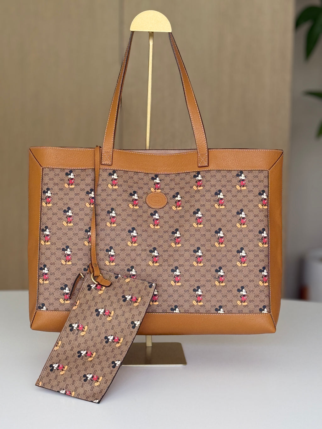 Pre-Owned Gucci Limited Edition Mickey Mouse Tote with Extra Pouch - Authenticated