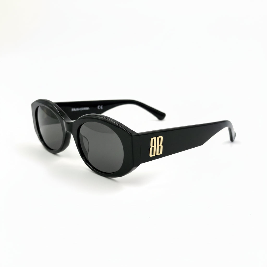 NEW Balenciaga Nano Round Sunglasses - Glossy Black Acetate