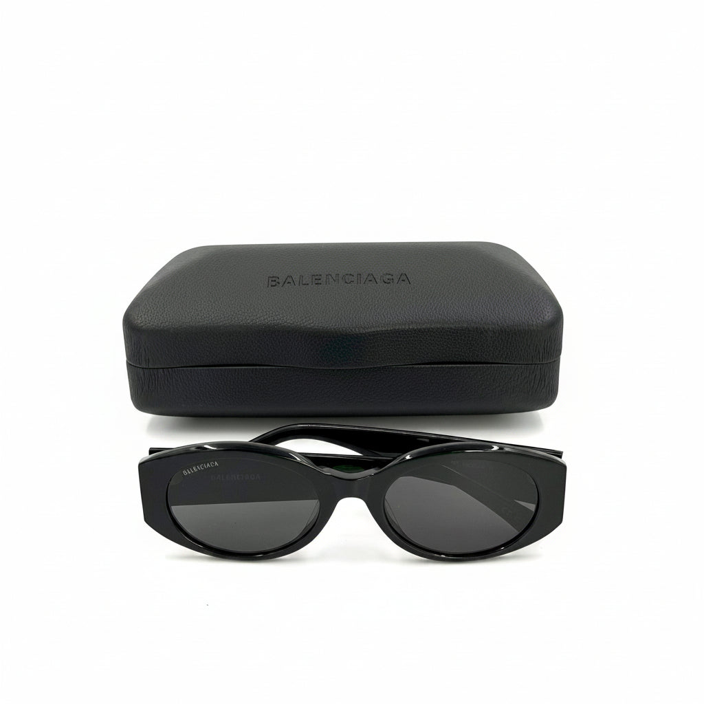 NEW Balenciaga Nano Round Sunglasses - Glossy Black Acetate