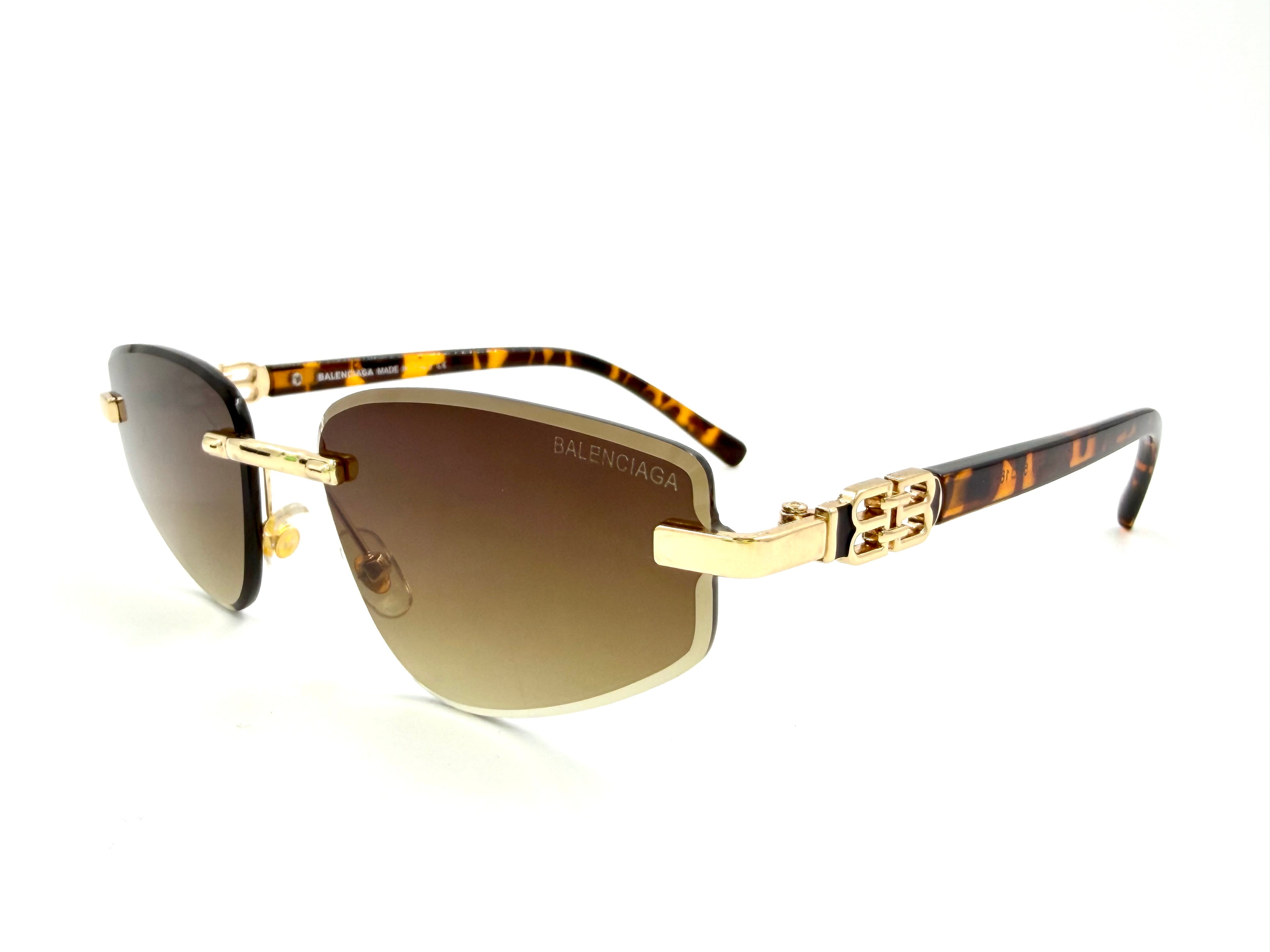 NEW Balenciaga Gossip Rectangle Sunglasses - Gold Rim