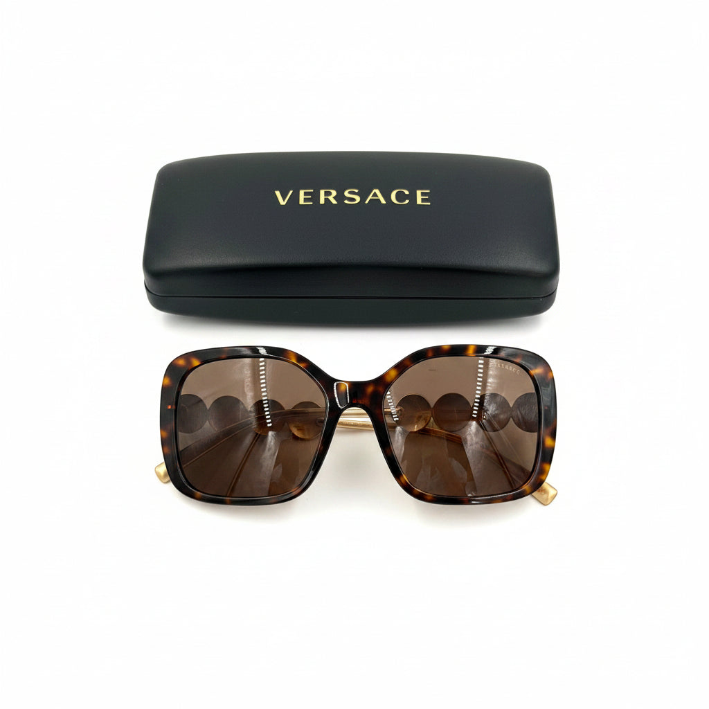 NEW Versace VE4375 Sunglasses - Havana Frame Brown Lenses