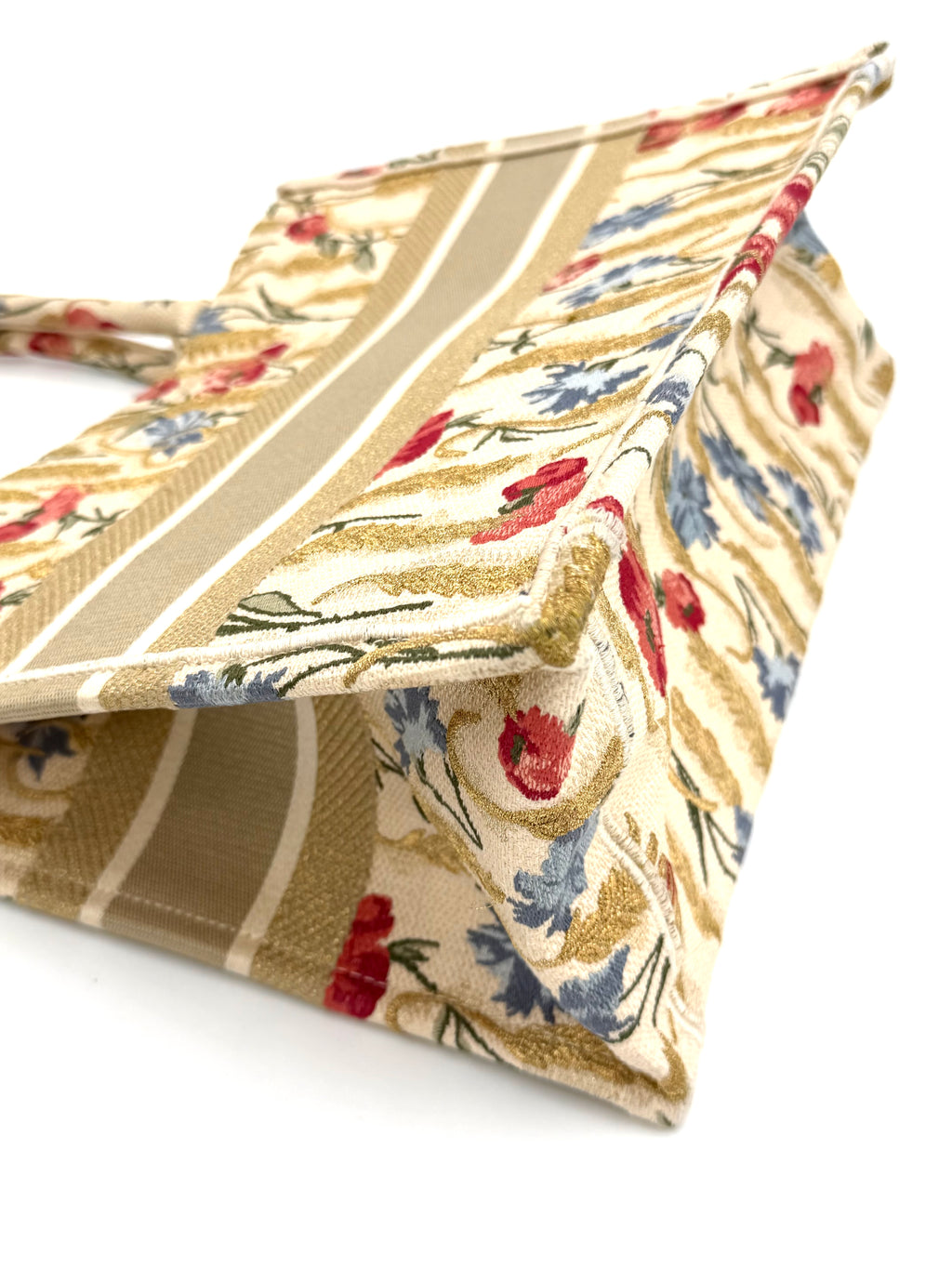 Pre-owned Christian Dior Canvas Embroidered Medium Hibiscus Book Tote - Authenticated