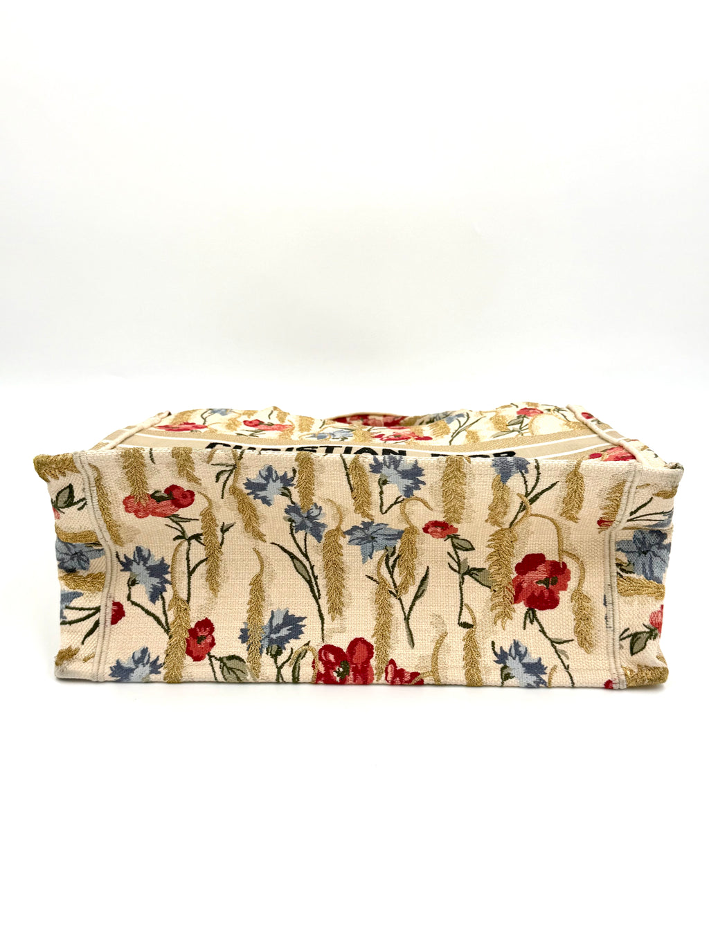 Pre-owned Christian Dior Canvas Embroidered Medium Hibiscus Book Tote - Authenticated