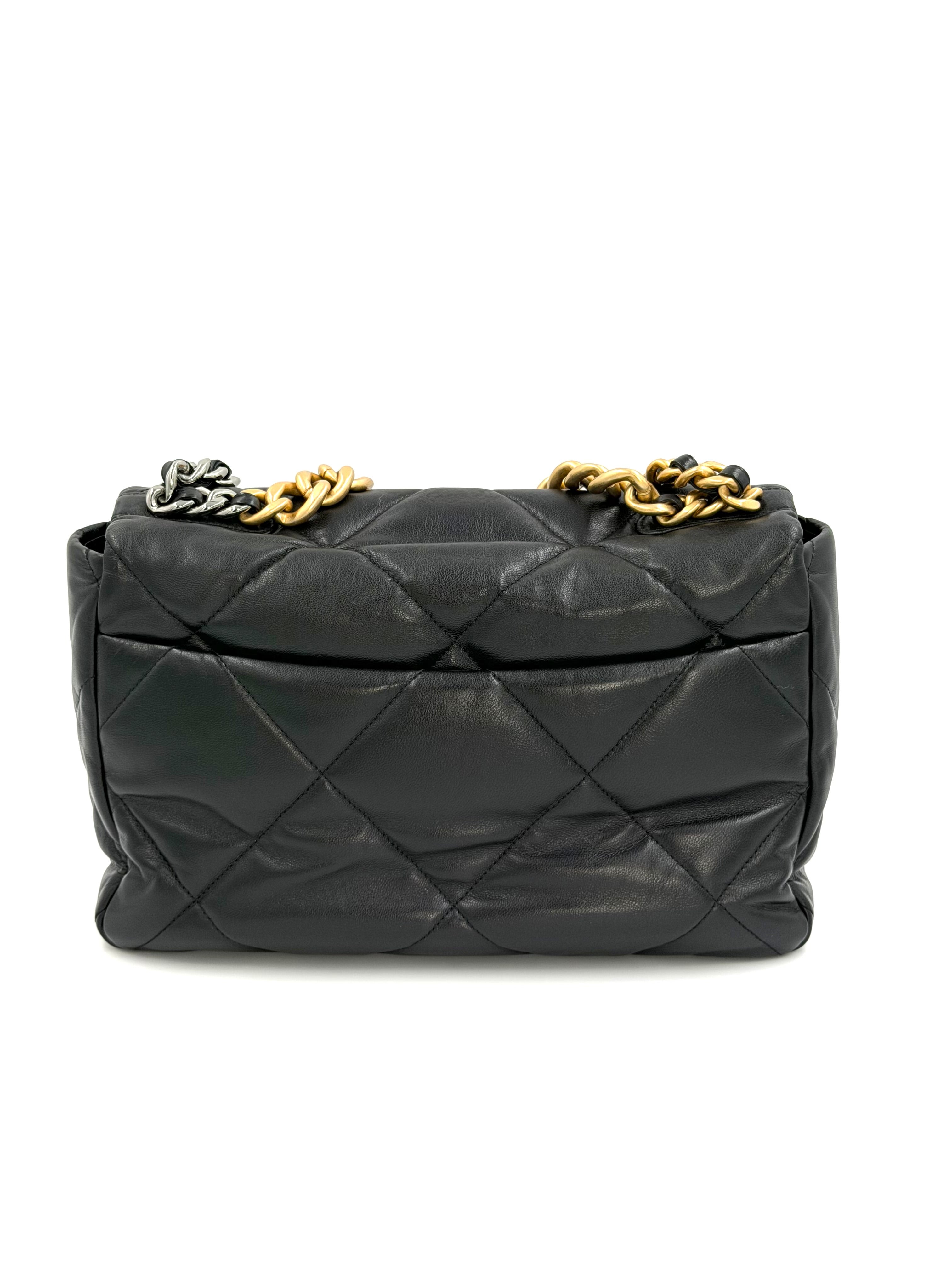 Pre-owned Chanel 19 Black With Mixed Metal Hardware Large - Authenticated