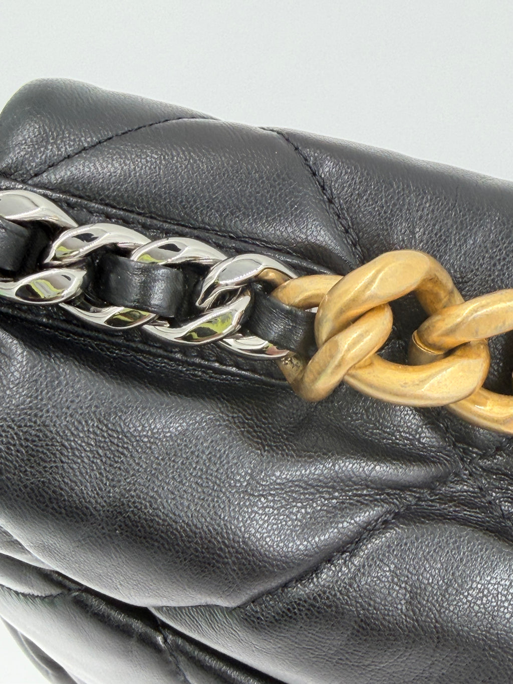 Pre-owned Chanel 19 Black With Mixed Metal Hardware Large - Authenticated