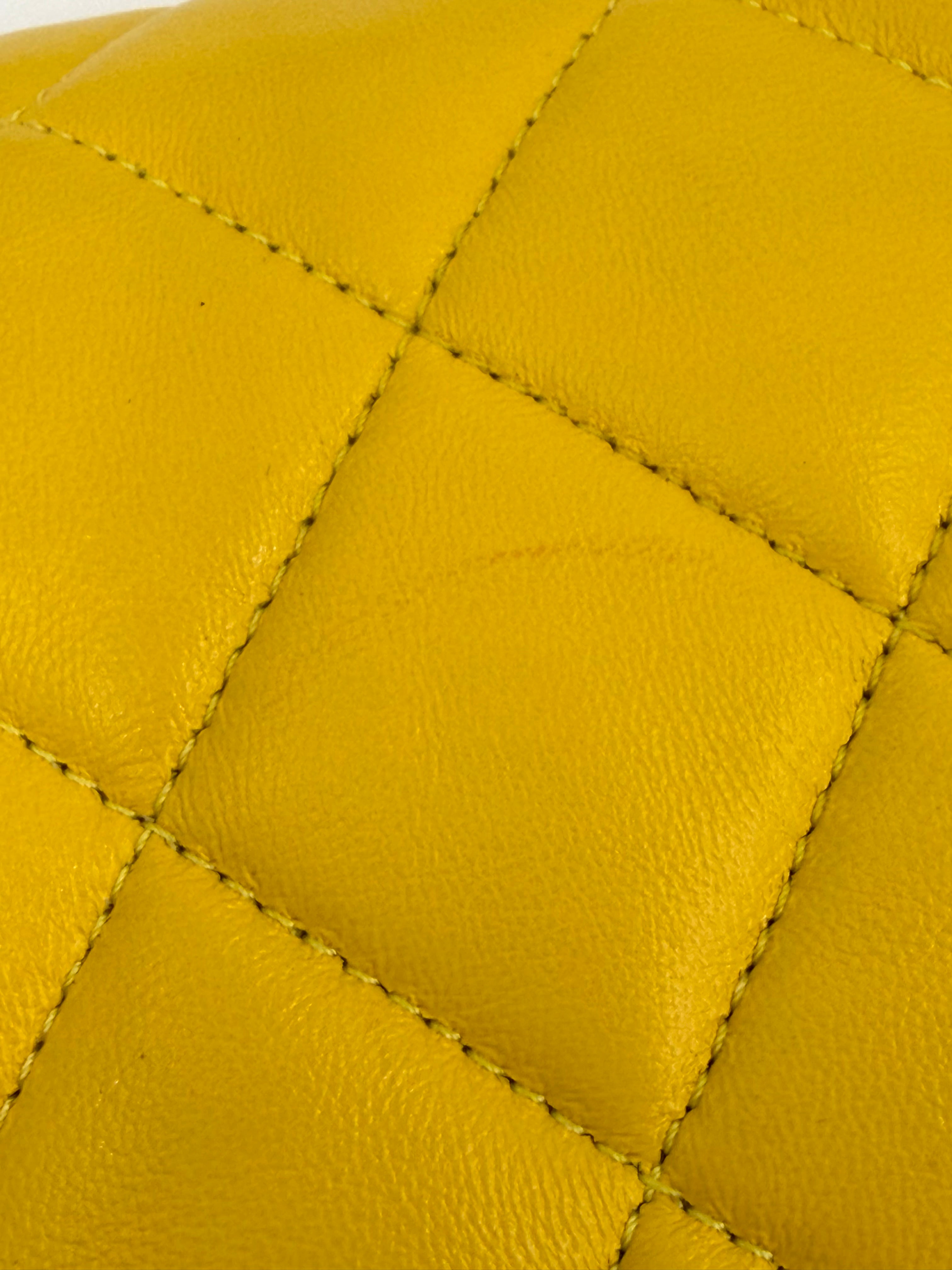 Pre-Owned Yellow Quilted Lambskin Candy Chain Flap - Authenticated