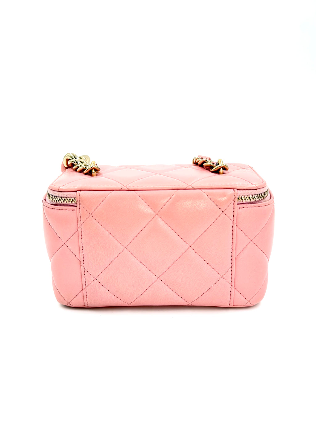 Pre-Owned Chanel Elegant Chain Vanity Case Quilted Leather Shoulder Bag Pink - Authenticated