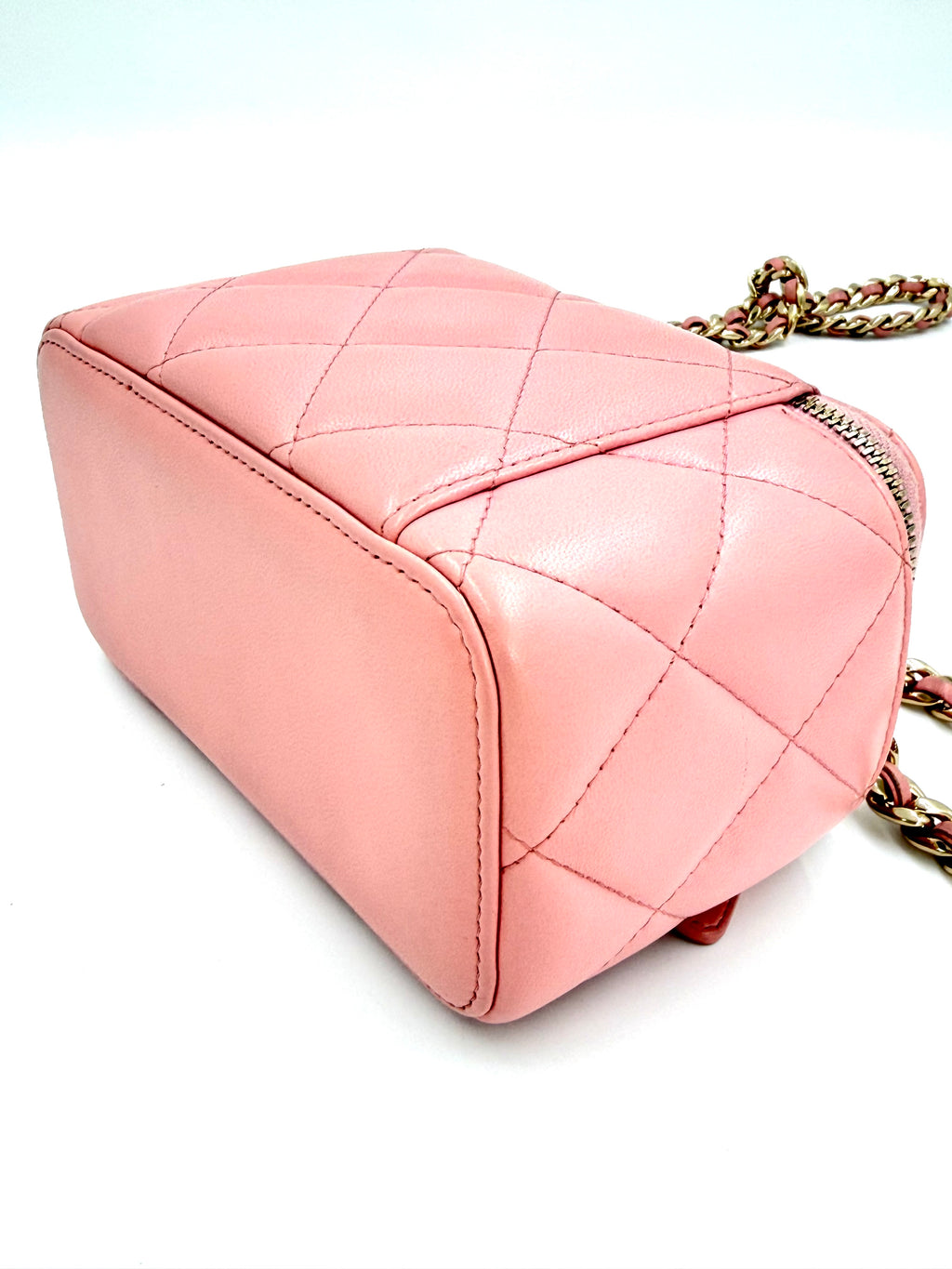 Pre-Owned Chanel Elegant Chain Vanity Case Quilted Leather Shoulder Bag Pink - Authenticated