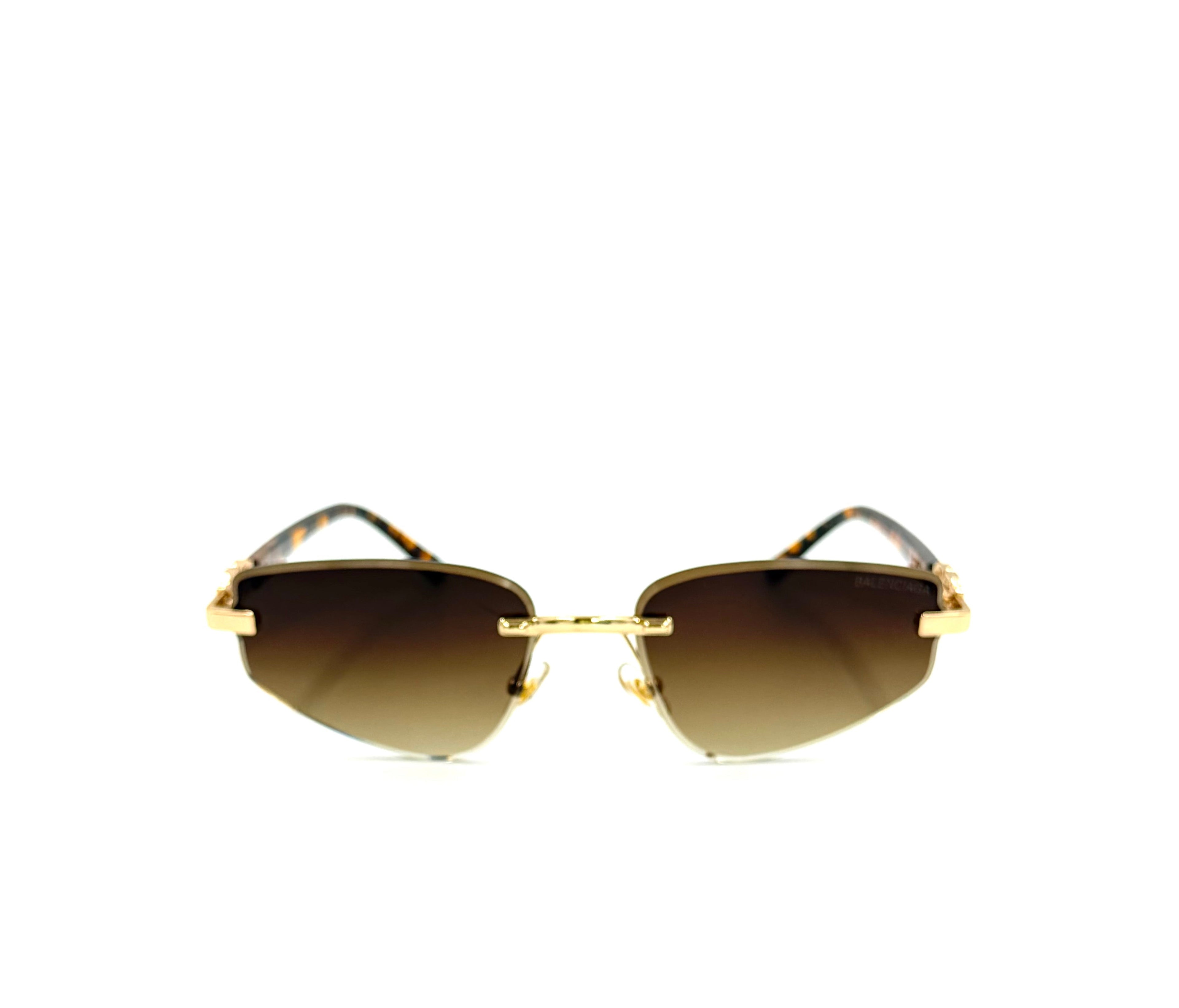 NEW Balenciaga Gossip Rectangle Sunglasses - Gold Rim