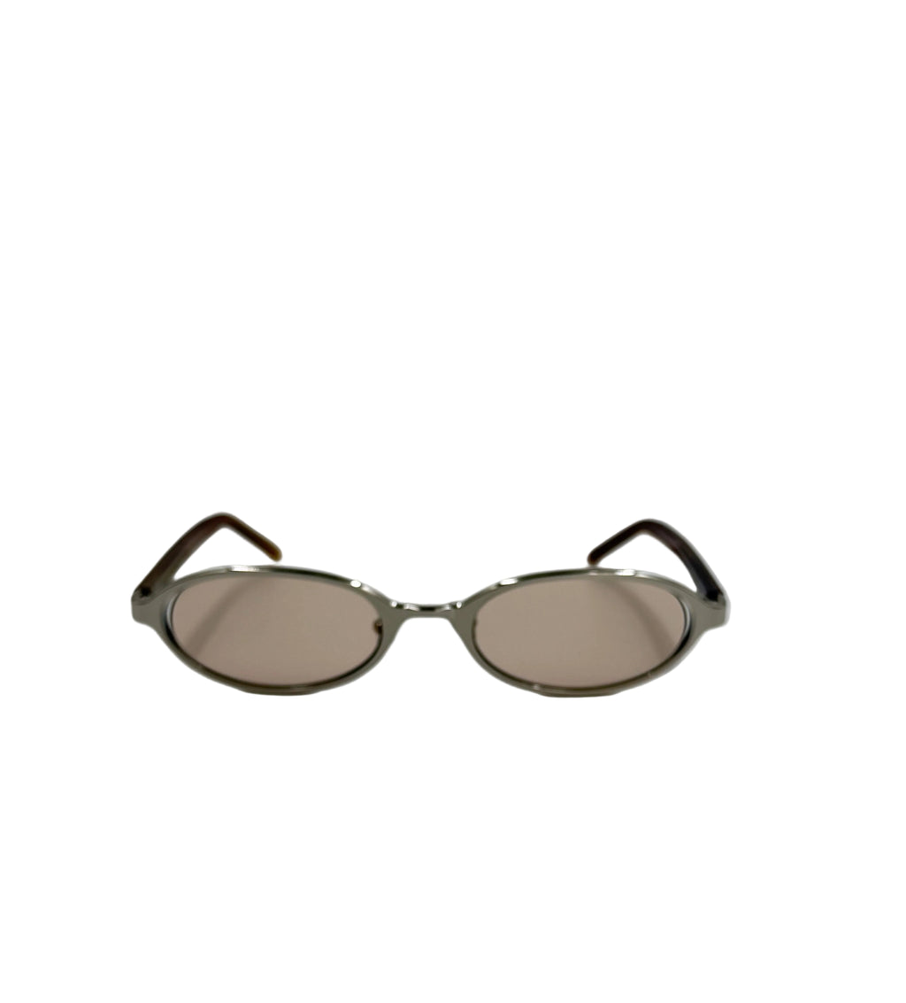 NEW Gentle Monster Moody Sunglasses Silver Oval Frame Brown Lenses